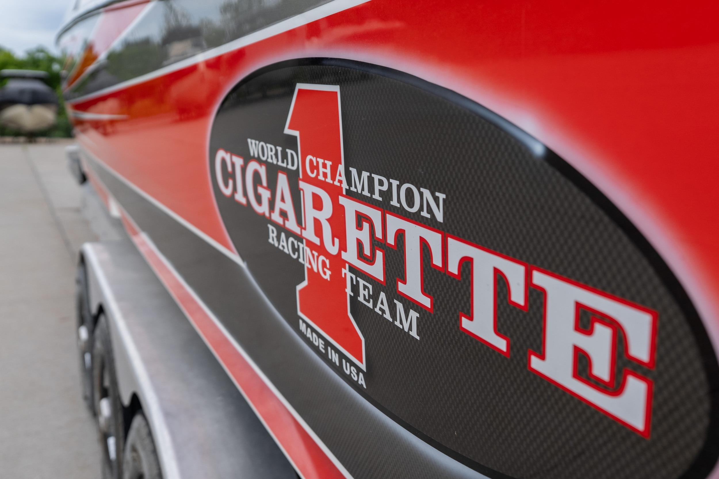 2006 Cigarette 39' Top Gun Unlimited boat with racing team logo.