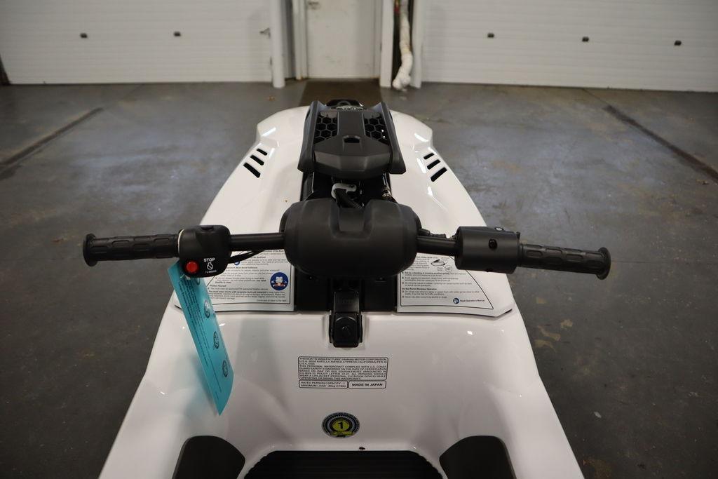 2025 Yamaha WaveRunner SuperJet handlebars in a garage setting.
