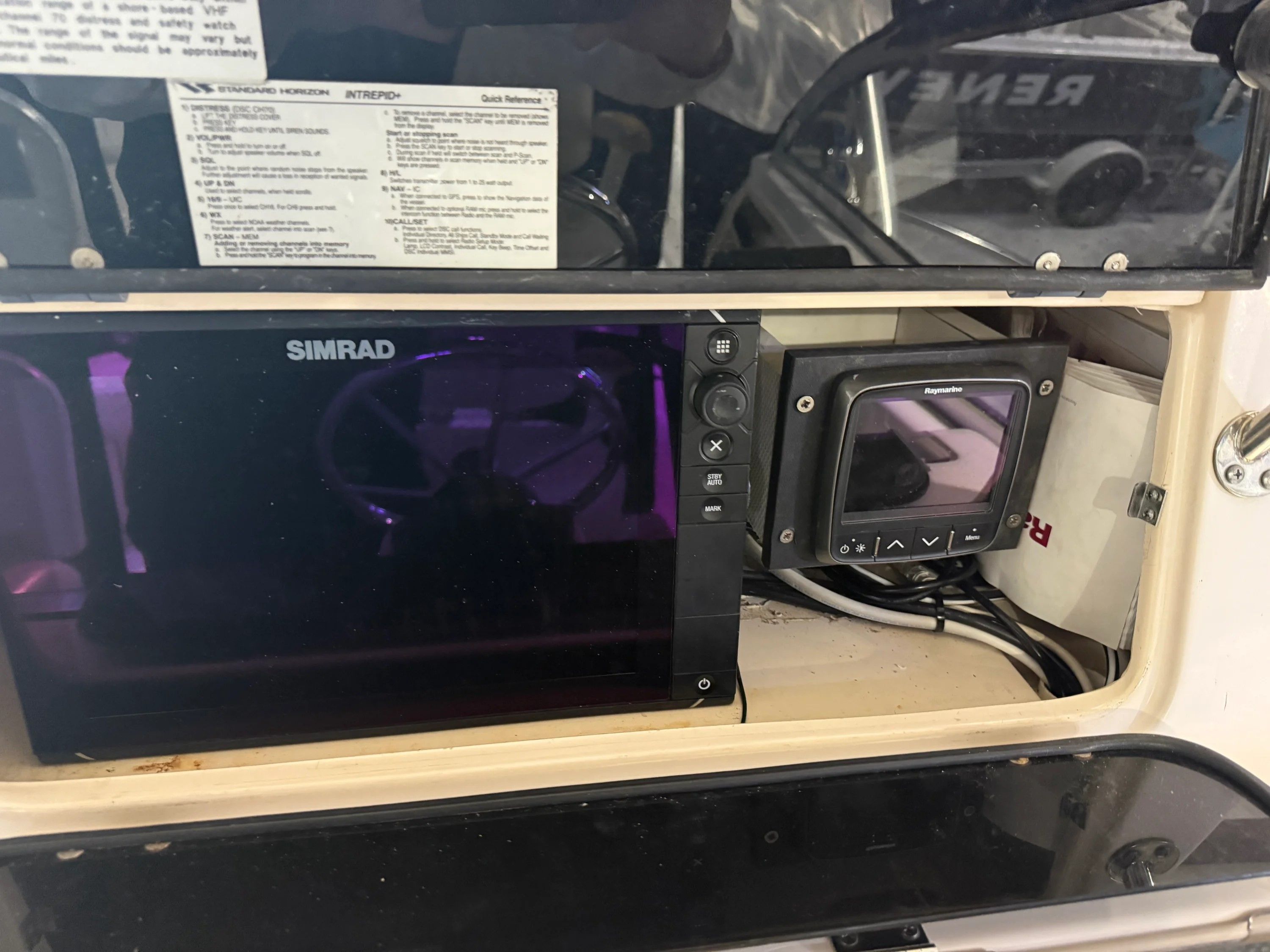 Simrad and Raymarine equipment on Grady-White Marlin 300 boat.