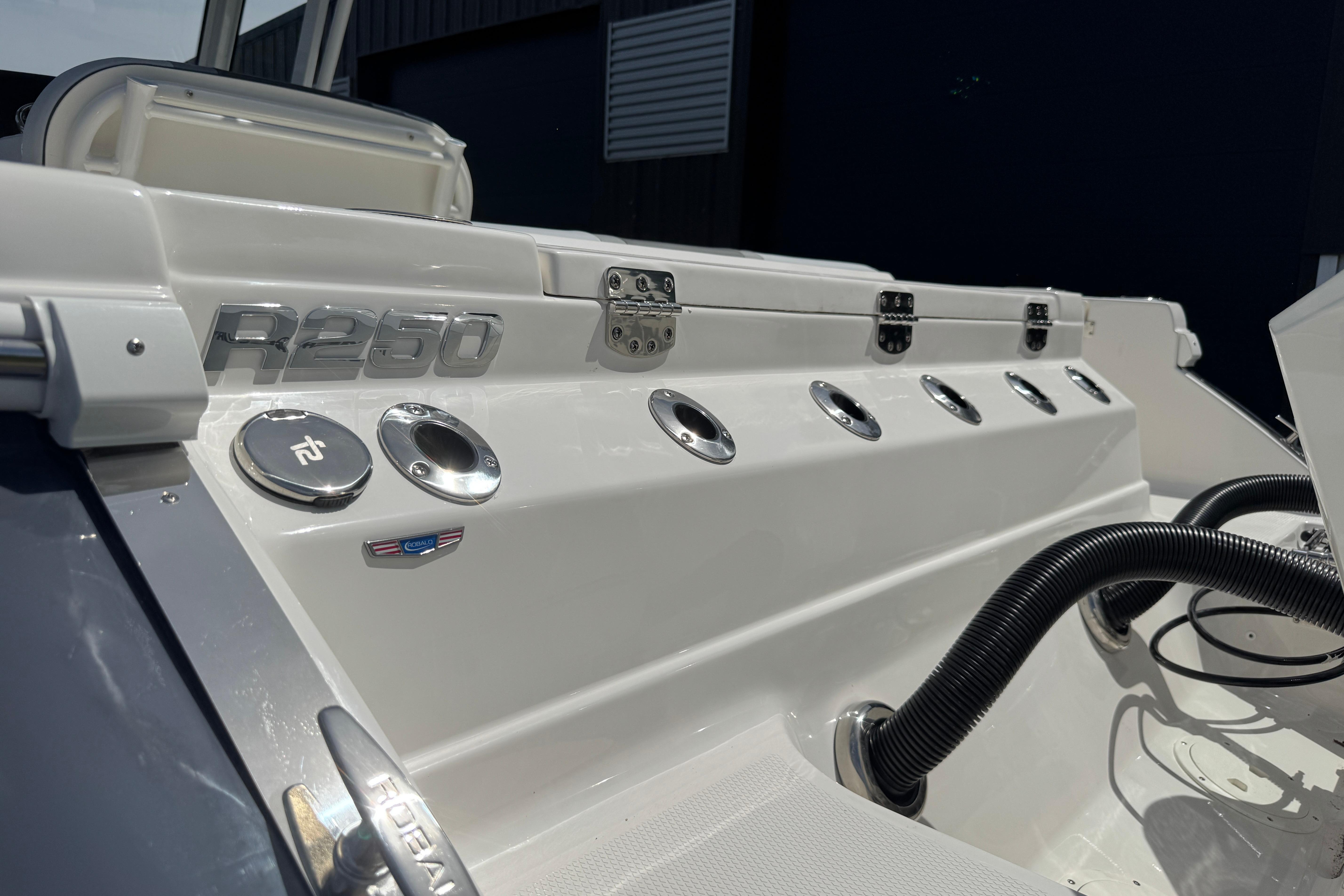 2026 Robalo R250 Center Console boat, featuring sleek design and modern fittings.