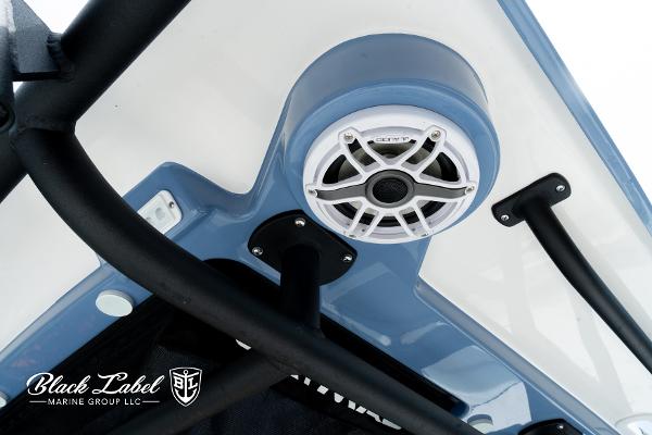 Speaker system on 2025 Caymas 281 HB boat by Black Label Marine Group.