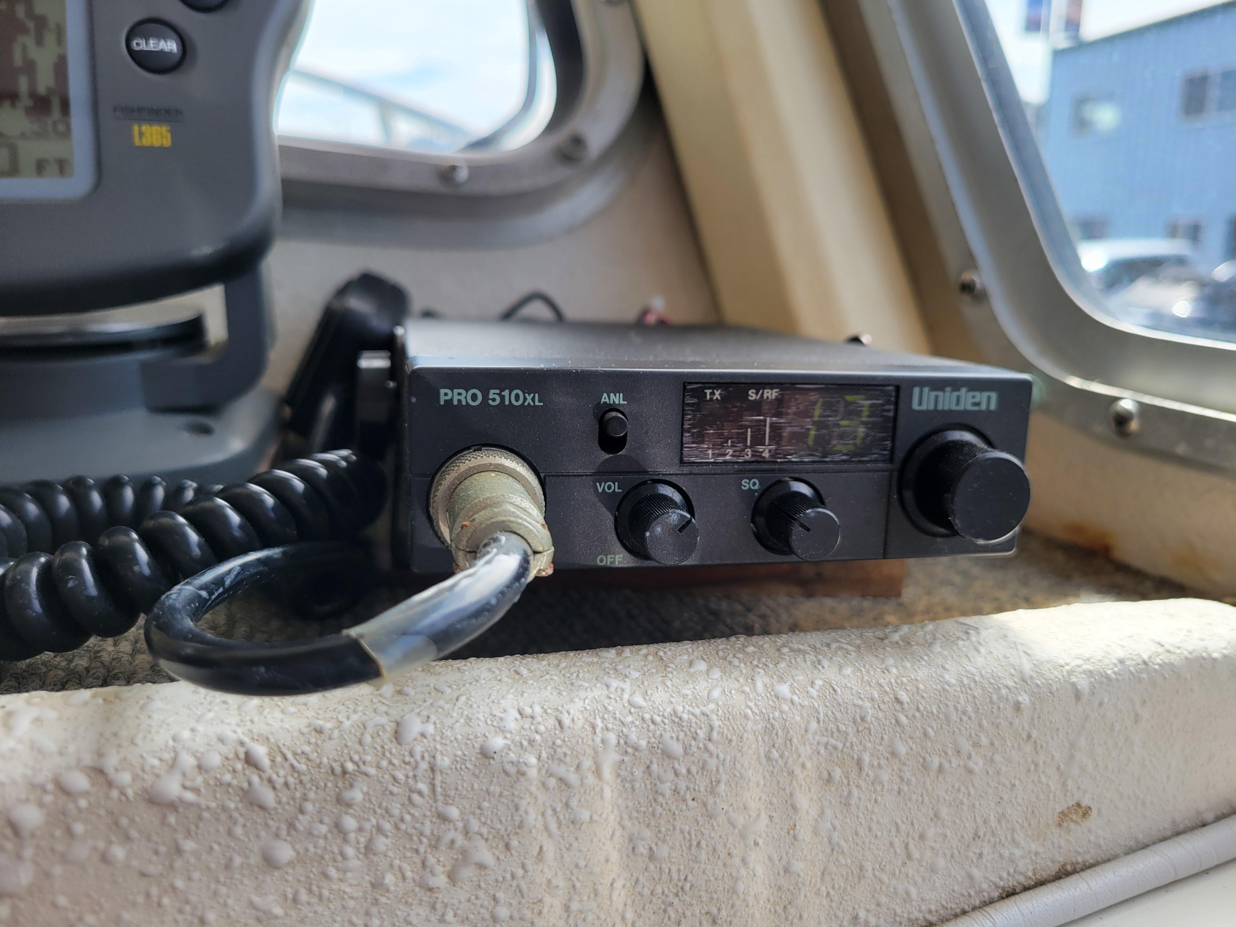 Uniden PRO 510XL radio inside a 1999 SeaSport 2400 XL Limited boat cabin.