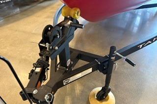 2026 Tahoe T18 trailer hitch with winch and support wheel on display.