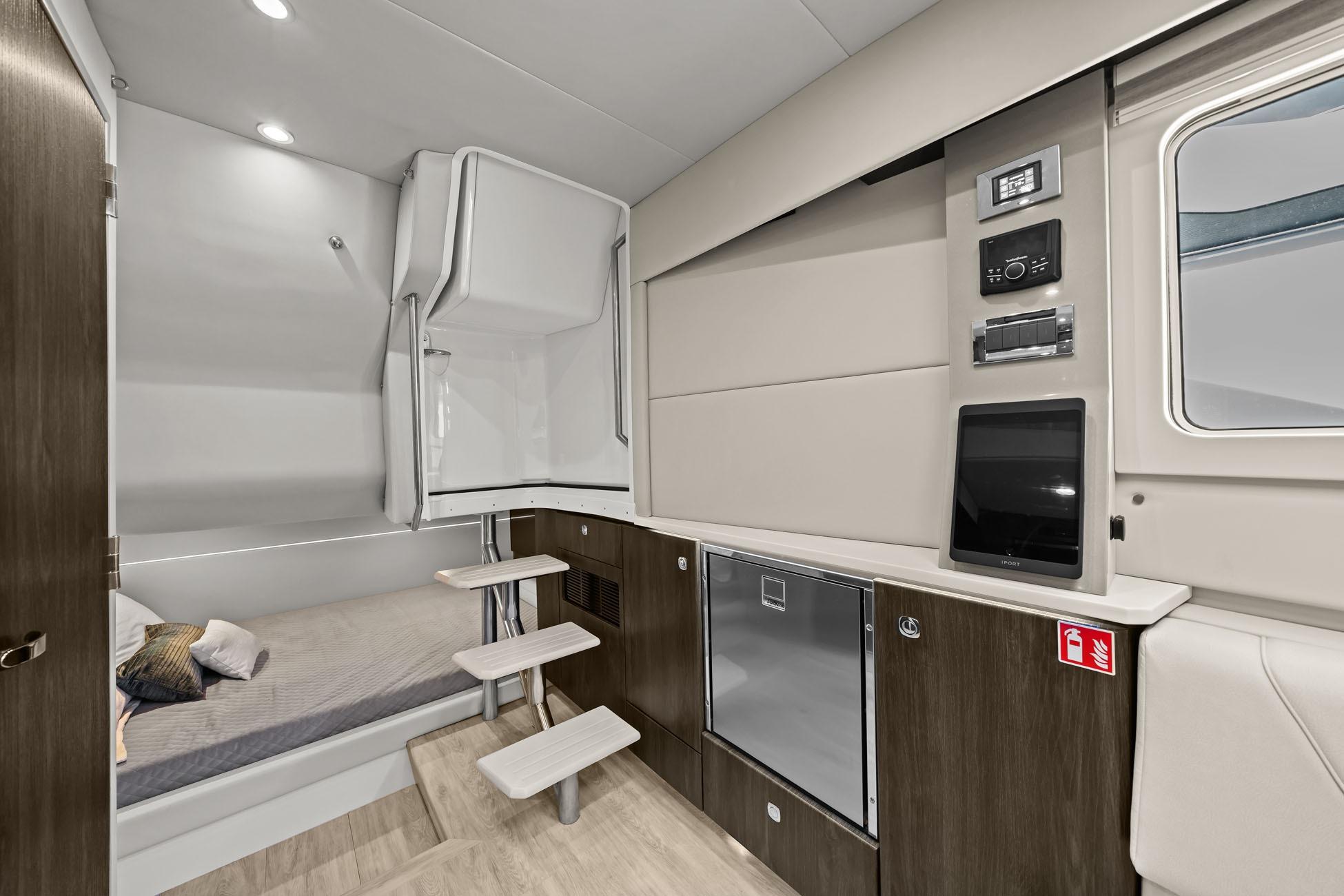 Interior of 2025 Formula 400 Super Sport Crossover, featuring modern cabin design and amenities.