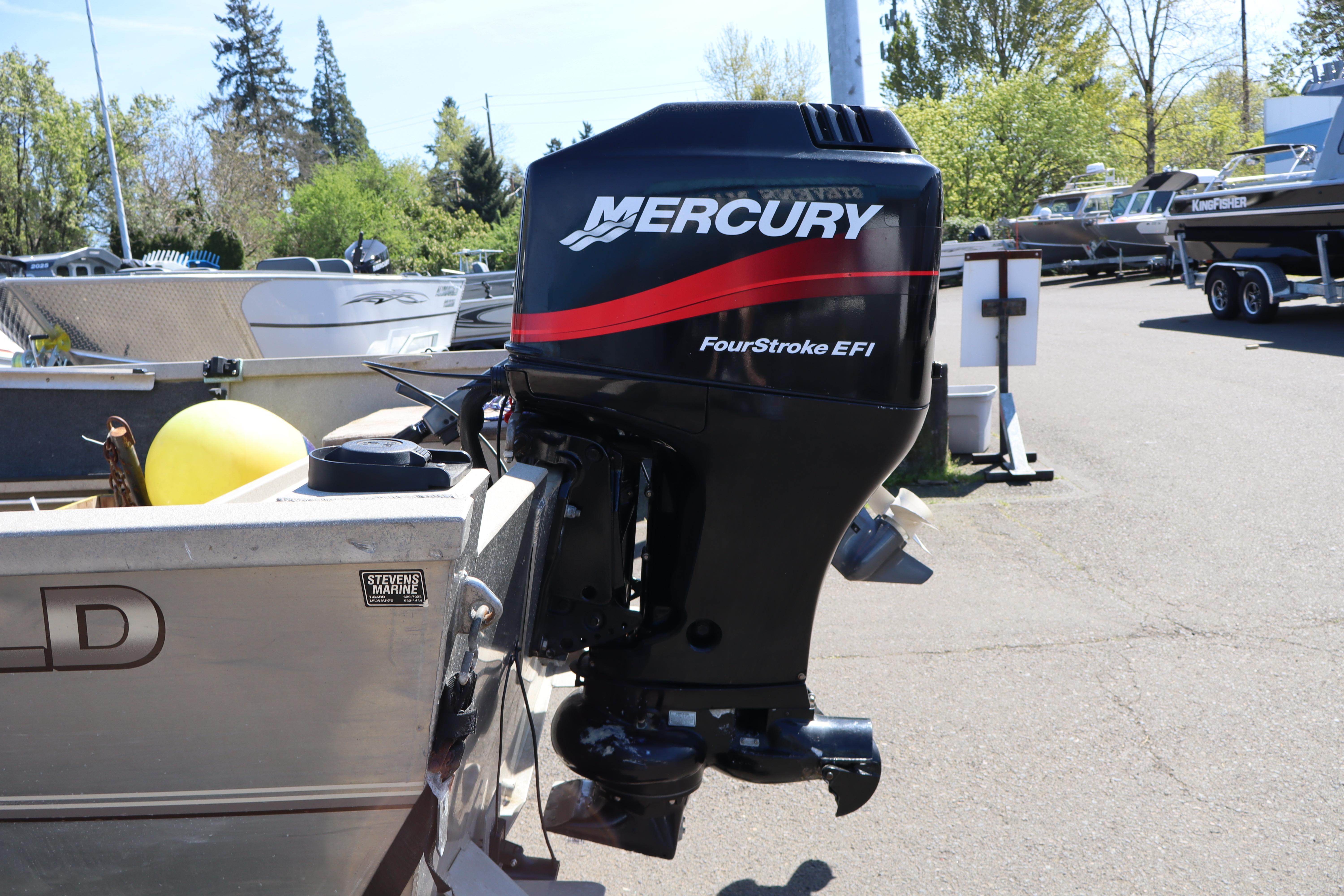 2002 Alumaweld SUPER VEE LS boat with Mercury FourStroke EFI outboard motor.