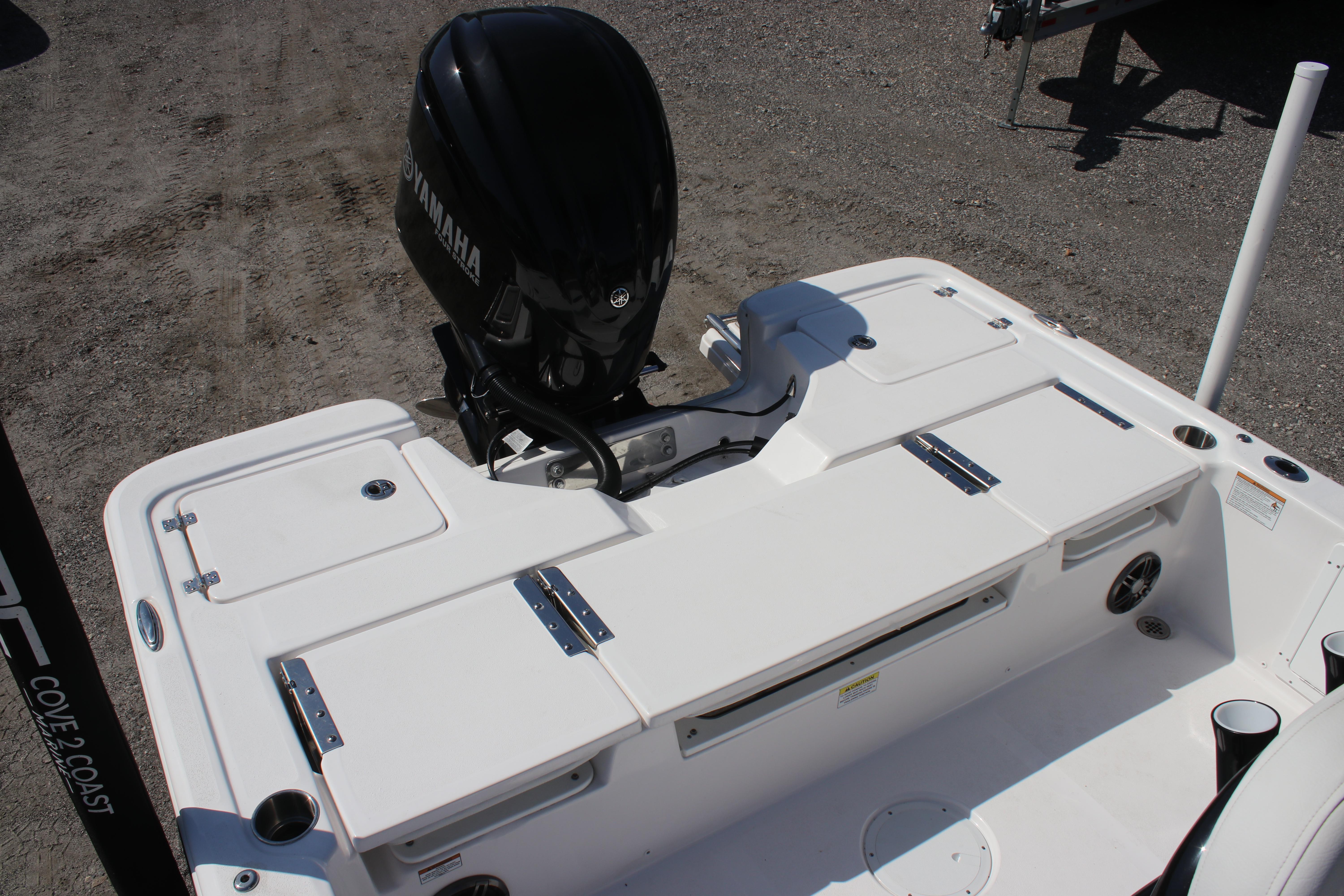 2025 Sea Fox 251 Bay Fox boat with Yamaha outboard motor, rear deck view.