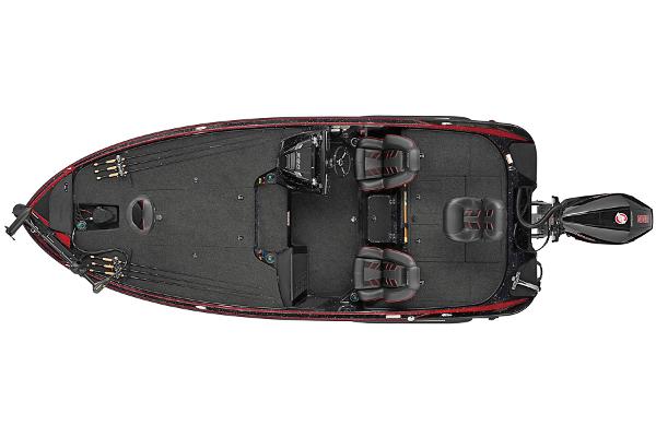 Top view of 2022 Nitro Z20 fishing boat with seating and storage compartments.