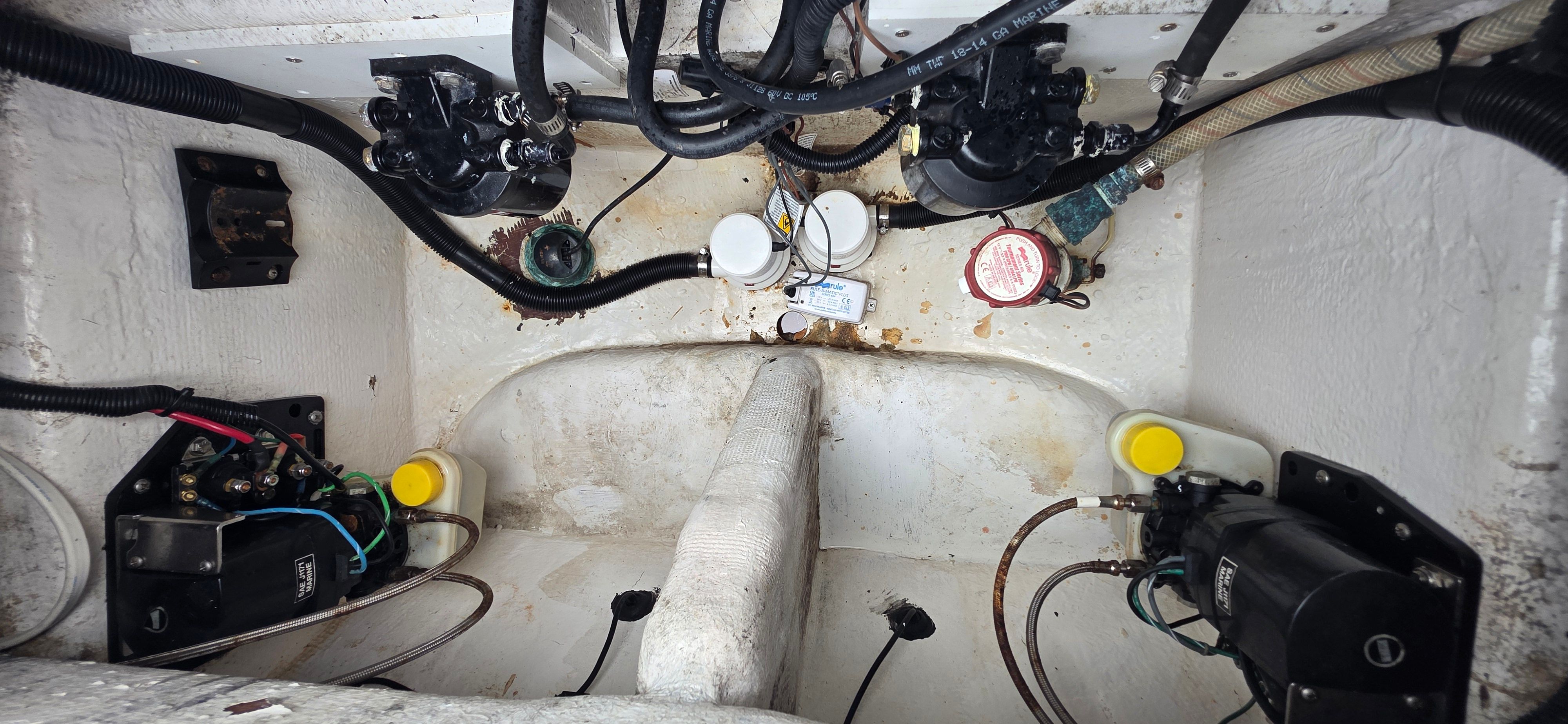 Interior view of 2013 Renegade 32 FT engine compartment.