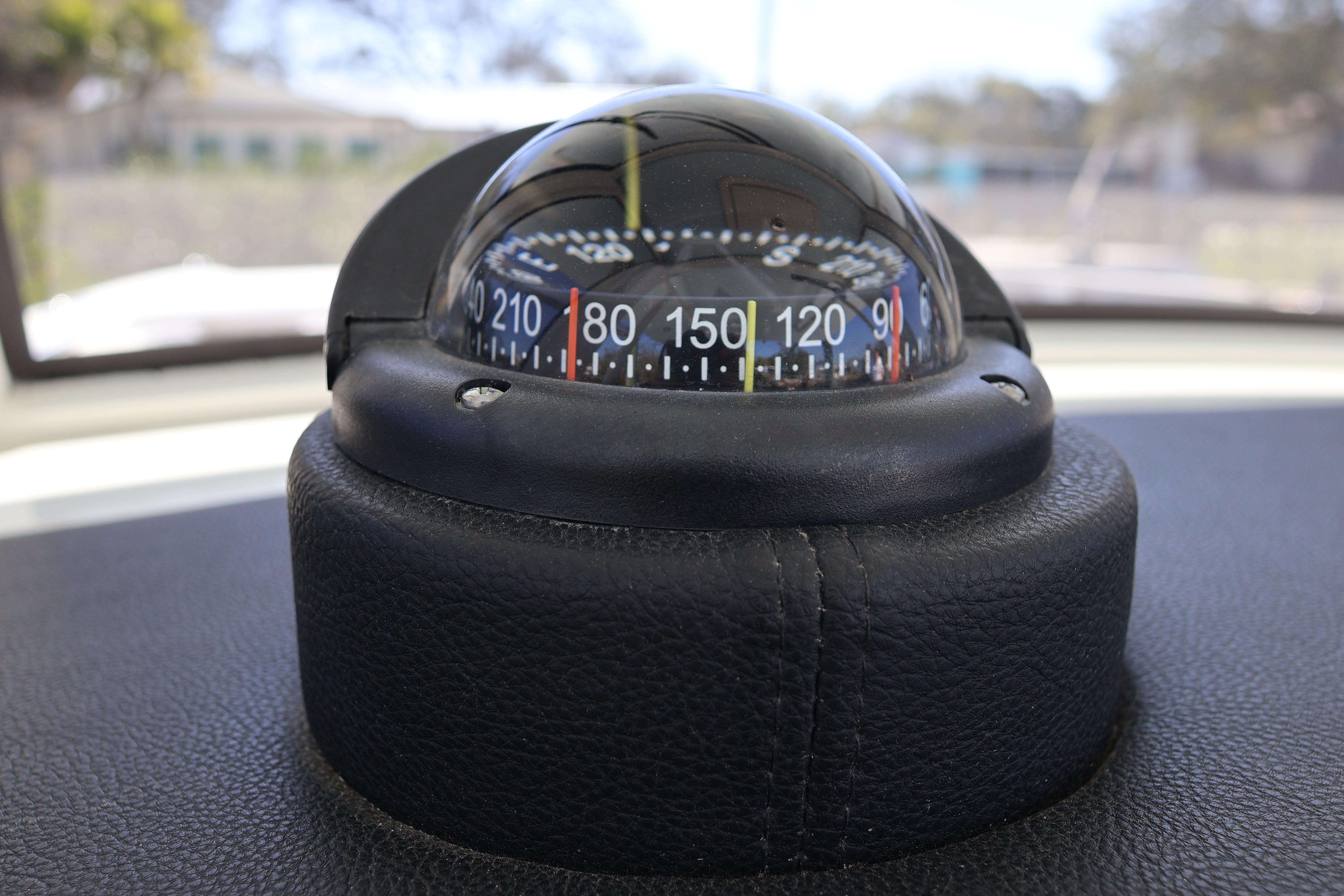 Compass on 2022 World Cat 280 CC-X boat dashboard, displaying navigation degrees.