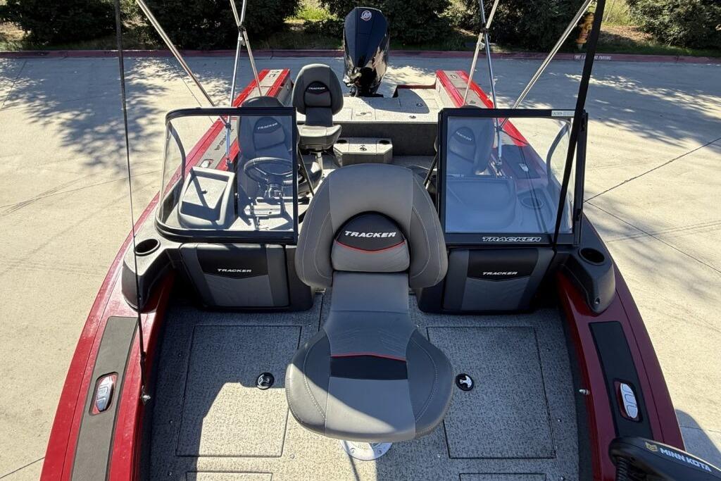 2024 Tracker Targa V-19 WT boat interior with seating and dashboard view.