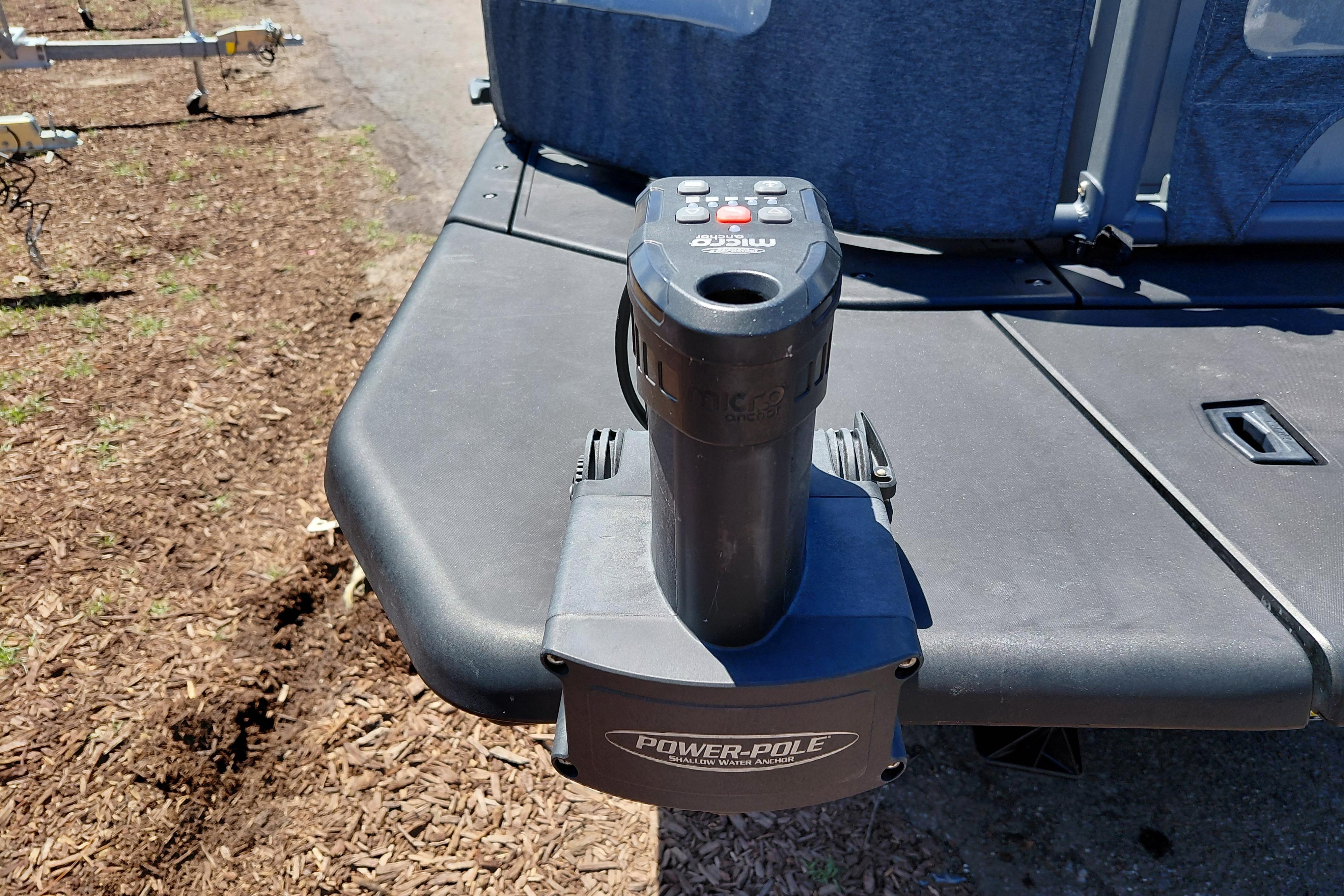 2024 Sea-Doo Switch Cruise 18 with Power-Pole anchor system on deck.