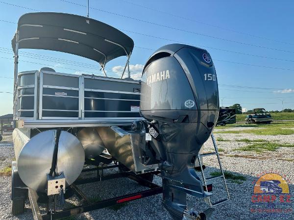 2025 South Bay 224FCR LE pontoon boat with Yamaha 150 outboard motor.