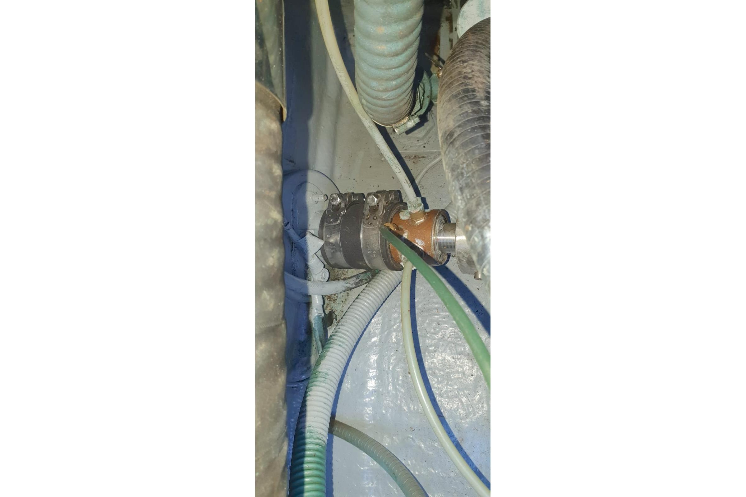 Engine compartment of 1989 Fairey Spearfish MKIII with visible hoses and components.