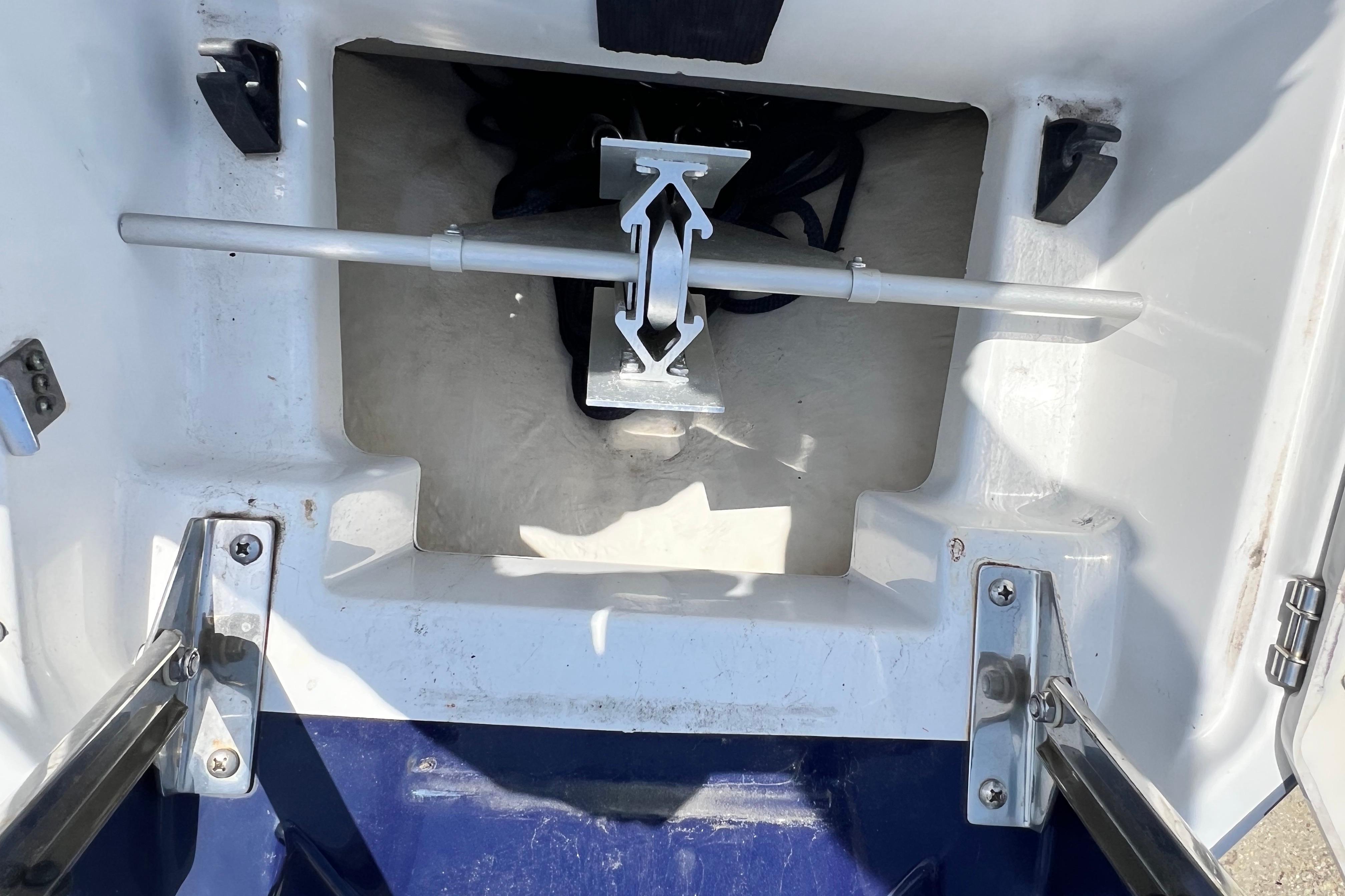 Anchor storage compartment on a 2015 Monterey 268SS Super Sport boat.
