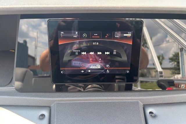 Touchscreen display on 2026 Sun Tracker Fishin' Barge 20 DLX boat dashboard.