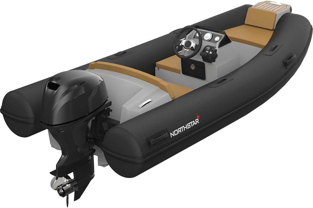 2022 Northstar Axis 3.4 inflatable boat with outboard motor and steering console.