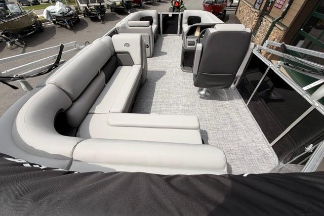 2026 Sun Tracker Party Barge 20 DLX interior with spacious seating and modern design.