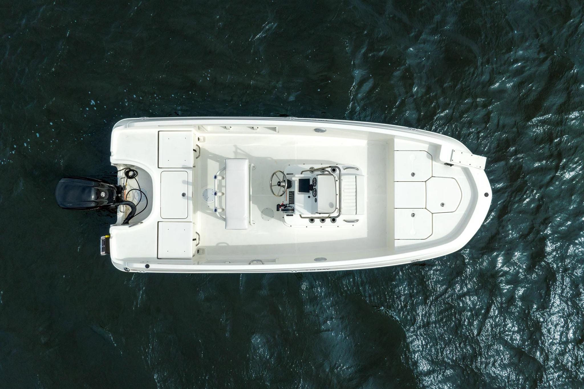Manufacturer Provided Image: Overhead view of 2025 Bayliner Trophy T18 boat on water.