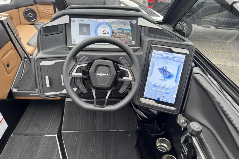 2026 Supra SE dashboard with advanced digital displays and modern steering wheel design.