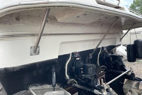 2002 Cruisers Yachts 3372 Express boat stern and outdrive components.