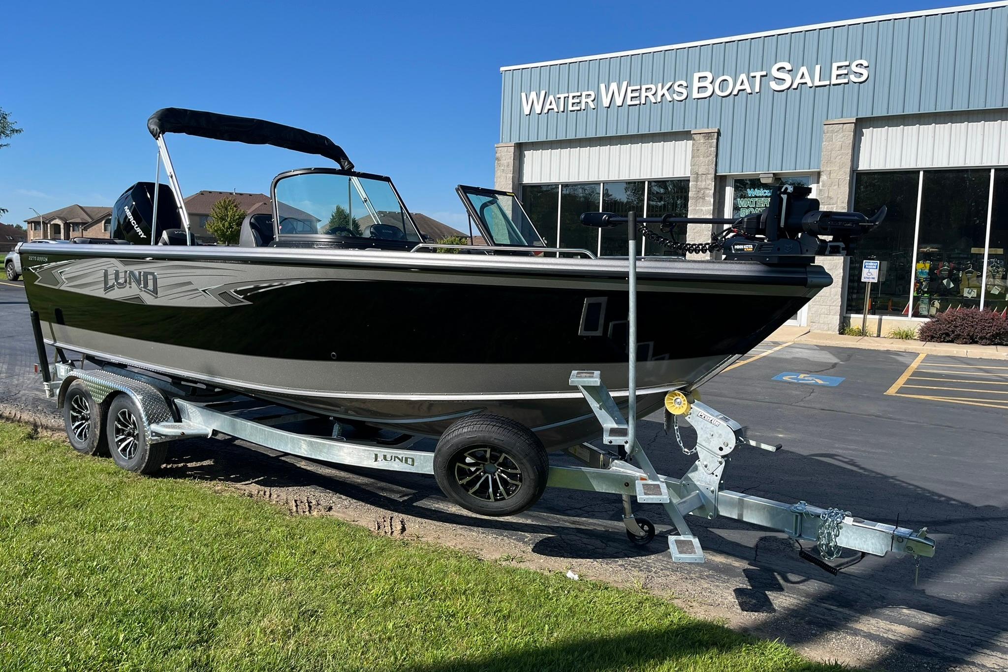 2026 Lund 2275 Baron boat on trailer at Water Werks Boat Sales dealership.