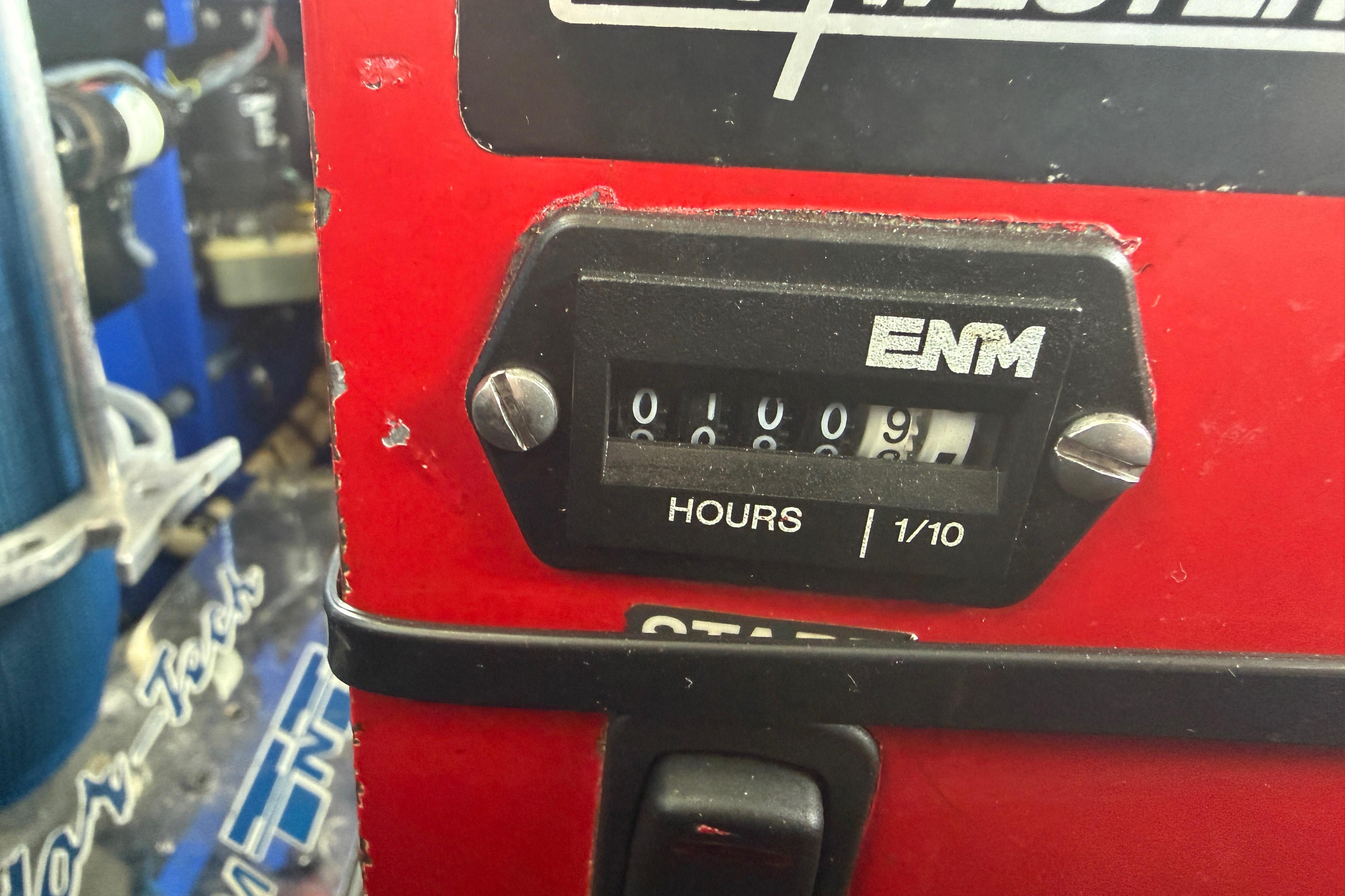 Hour meter on 2013 Nor-Tech 477 SPX Vee Bottom boat, showing 9.8 hours.
