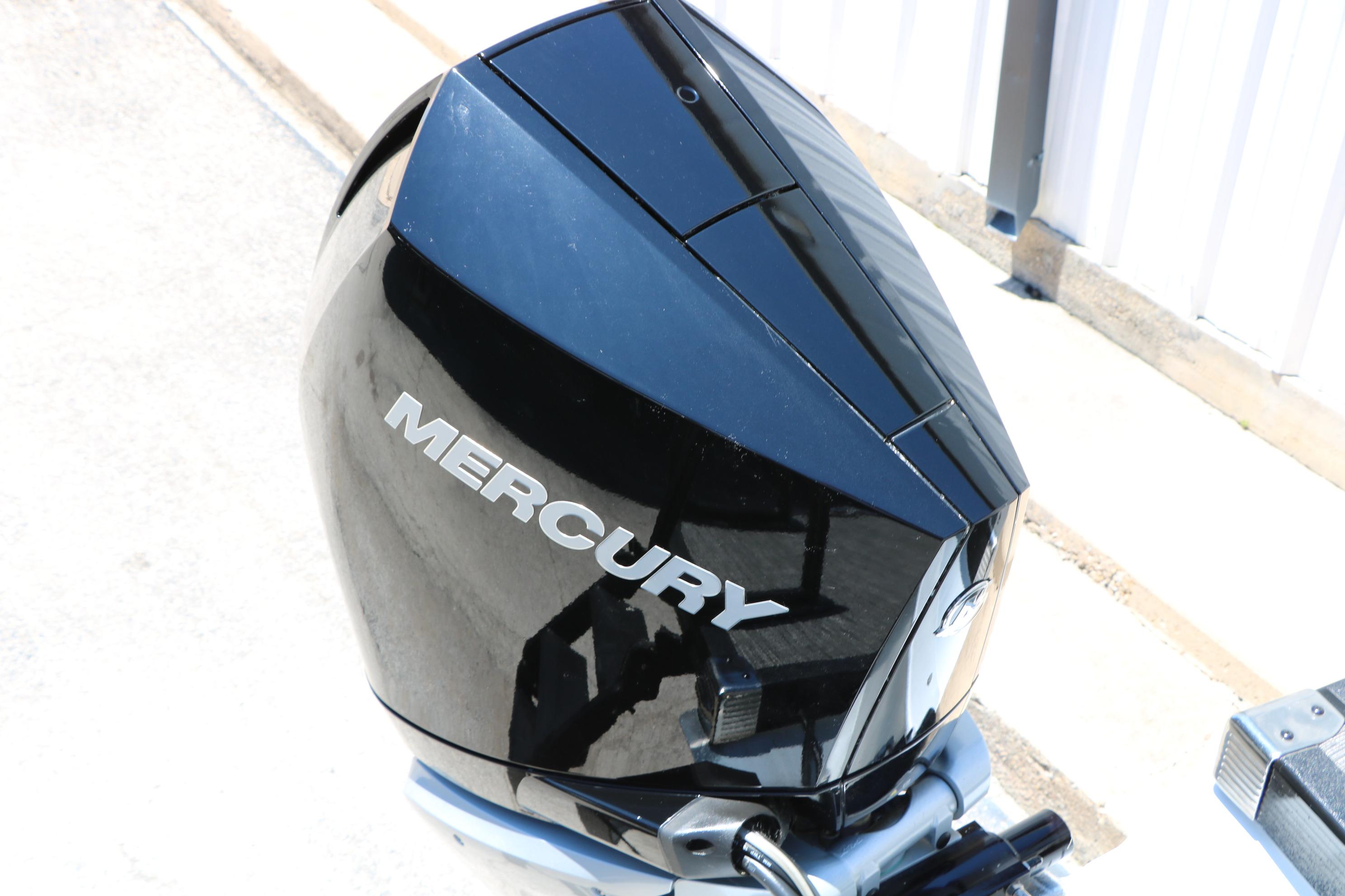 Black Mercury outboard motor on 2024 Bennington 23 RX Swingback boat.