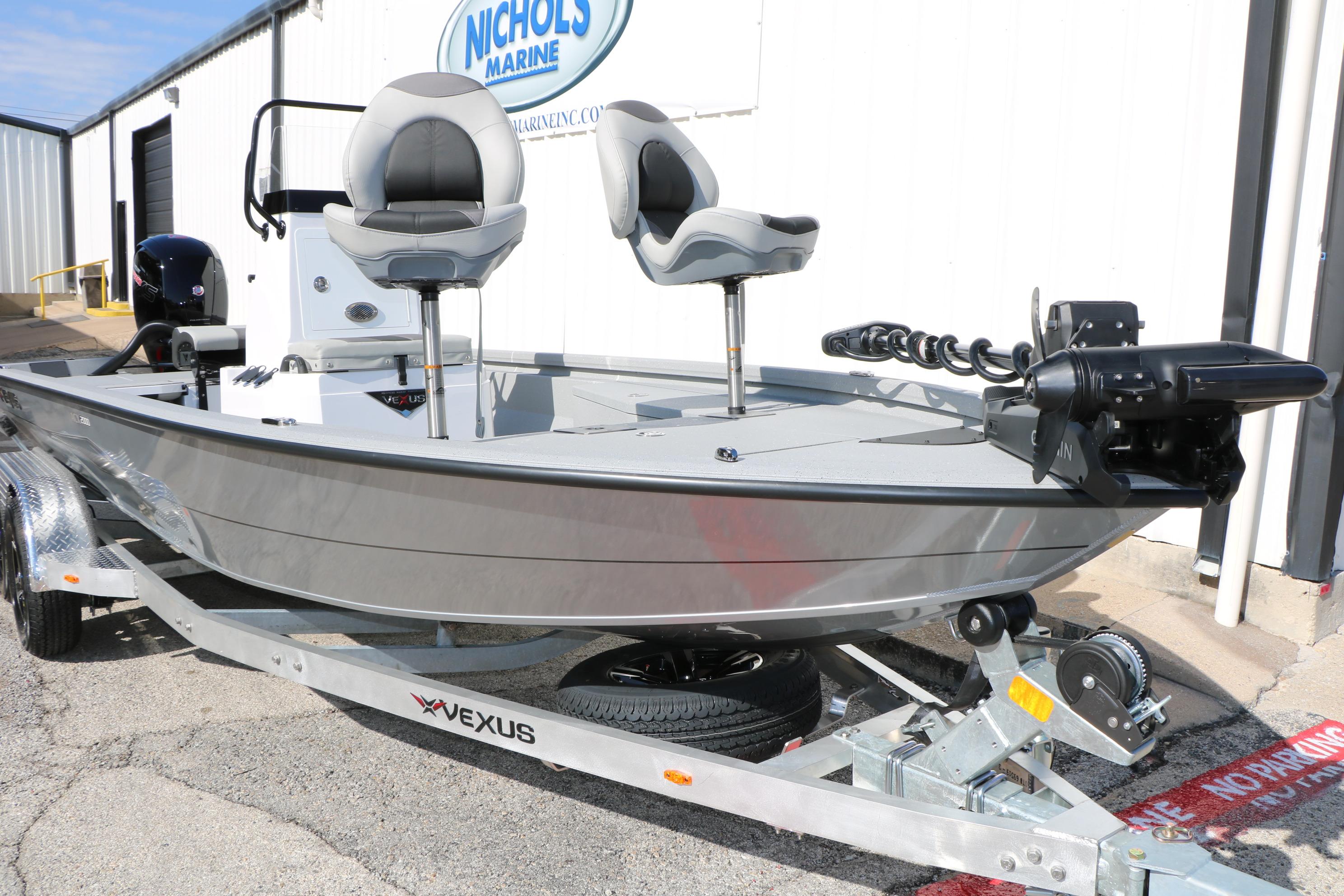 2026 Vexus ACX2000 boat on trailer, featuring dual seats and modern design.