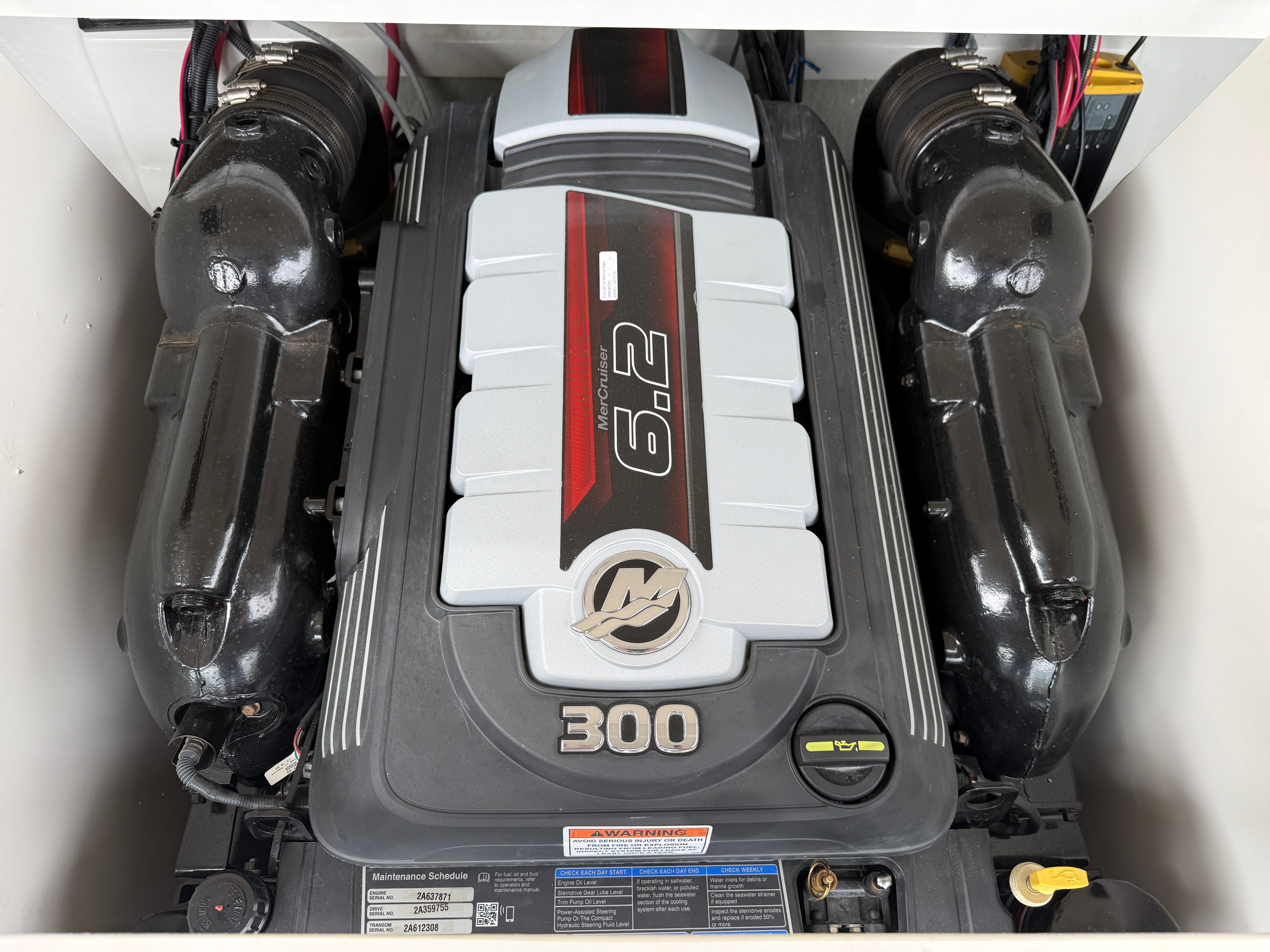 Engine of a 2019 Crownline 235 SS boat, 6.2L MerCruiser.