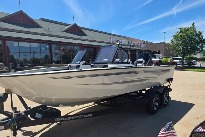 2026 Ranger VX1888 WT boat on trailer outside Tracker Boat Center.