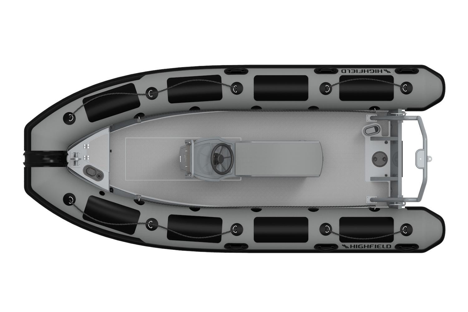 Aerial view of Highfield Patrol 460 boat, 2026 model.