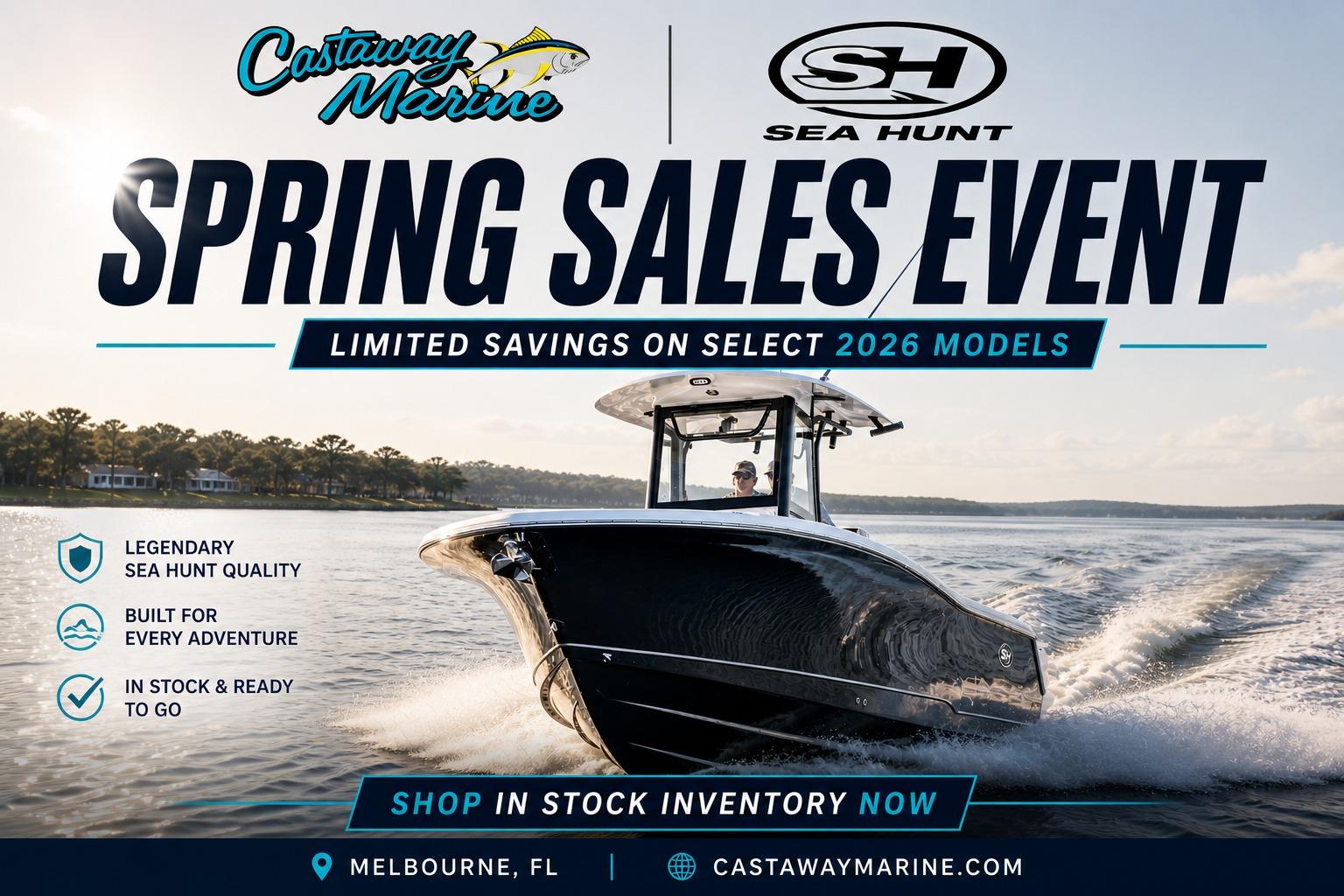 Sea Hunt Gamefish 25 boat on water during spring sales event, 2026 models available.