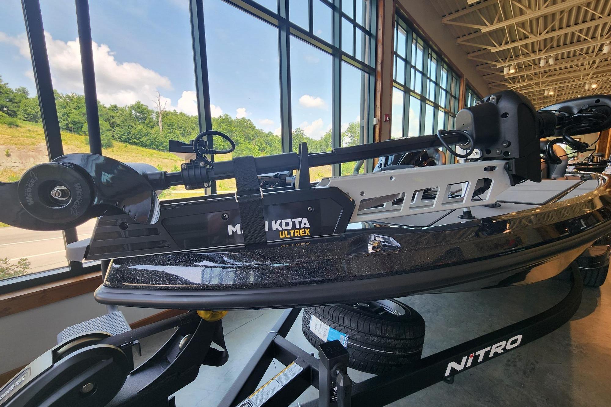 2026 Nitro Z19 XL Pro boat with Minn Kota Ultrex motor in showroom.