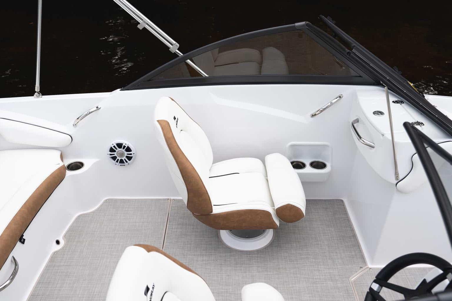 Manufacturer Provided Image: Interior of 2026 Stingray 191 DC boat with white and brown seating.