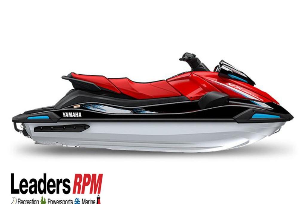 2026 Yamaha WaveRunner VX Deluxe in red and black, side view.