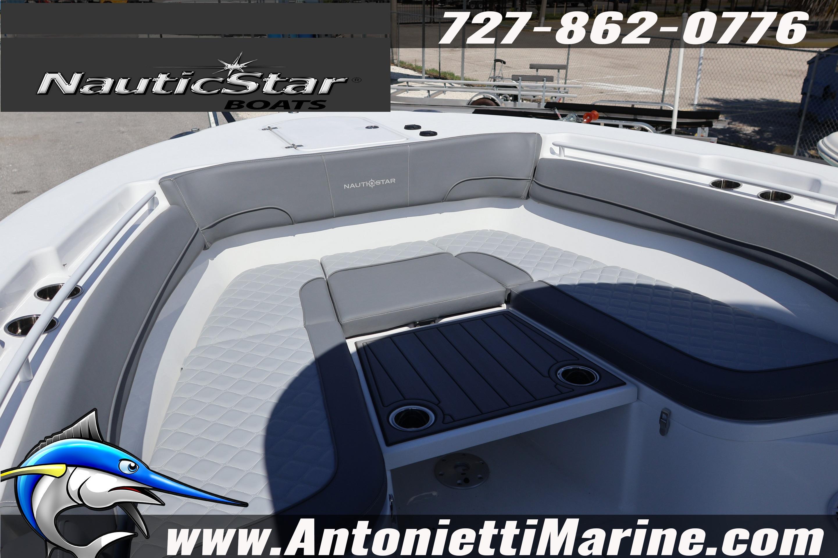 2026 NauticStar 292 Legacy boat interior with seating, showcased by Antonietti Marine.