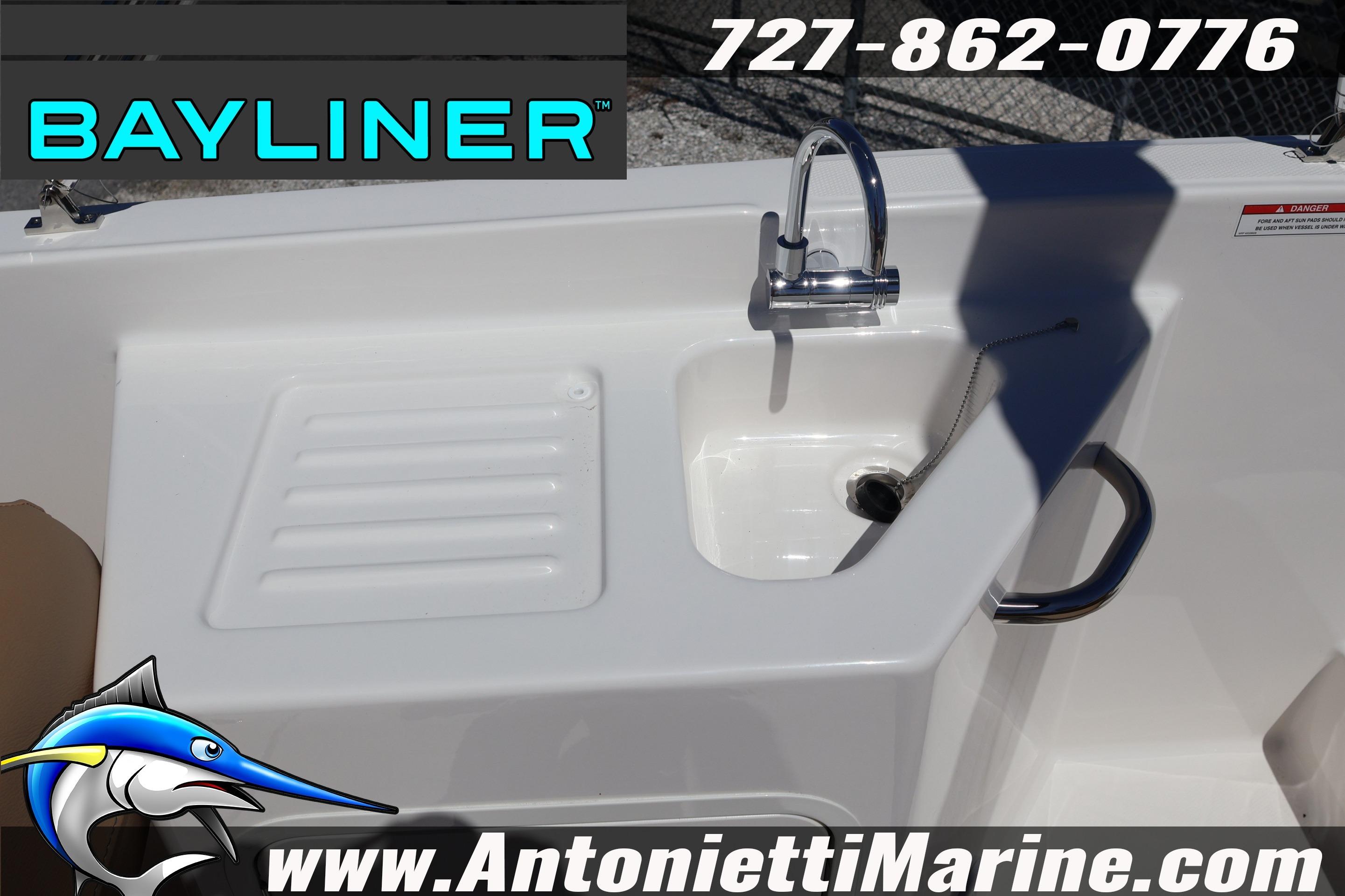 Bayliner D22 2026 boat sink and faucet, Antonietti Marine contact details.
