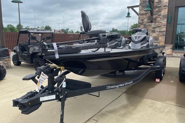 2025 Ranger ALPHA 208 boat on trailer, side view.