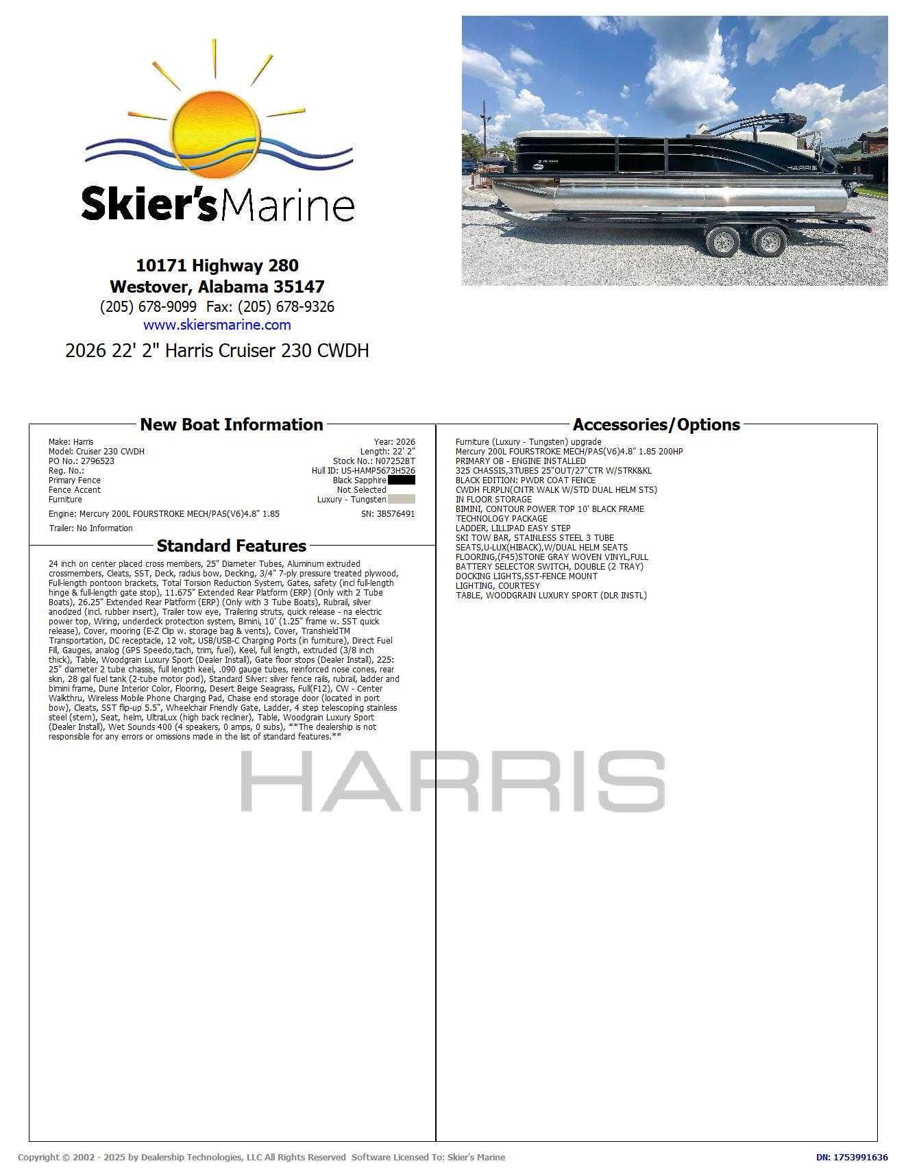 2026 Harris Cruiser 230 CWDH - 2