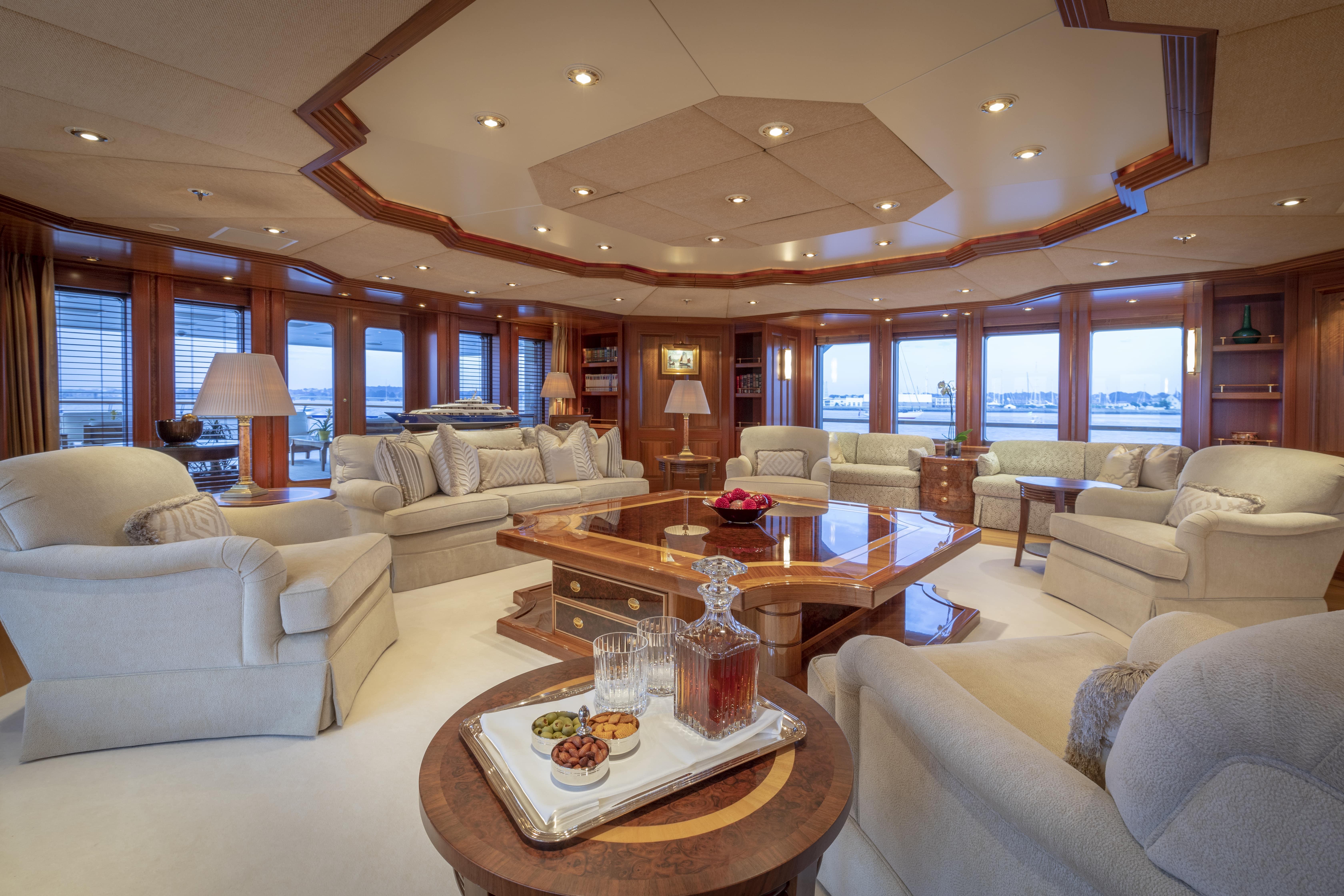 Luxurious salon of a 2006 Delta Marine Superyacht.