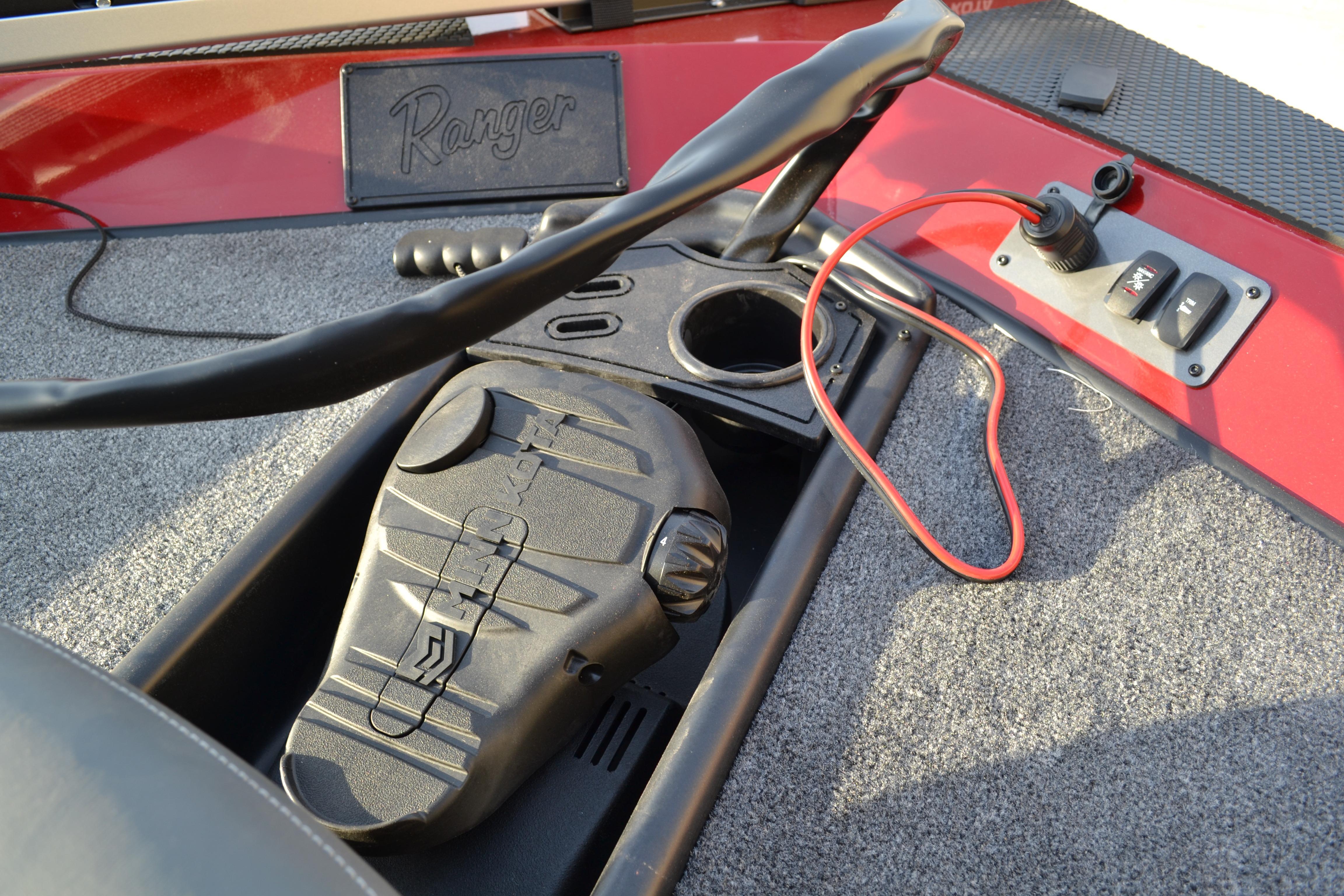 2026 Ranger RT188 boat interior with foot pedal and control panel.