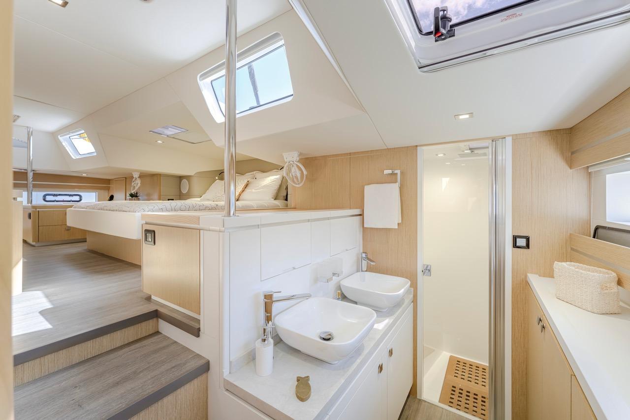 Luxurious interior of Privilege Signature 510 yacht, 2025 model.