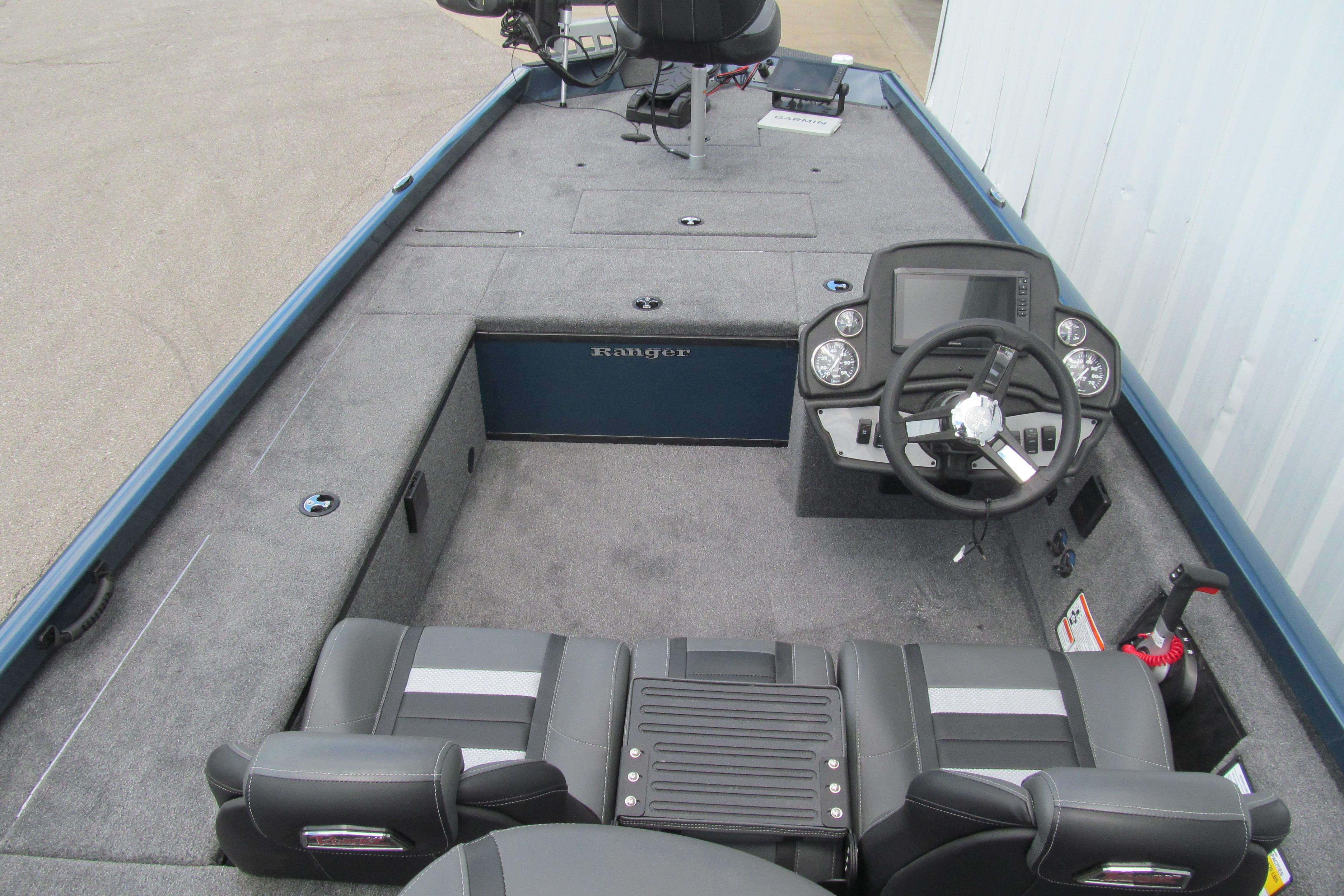 2026 Ranger RT188C boat interior with steering console and seating.