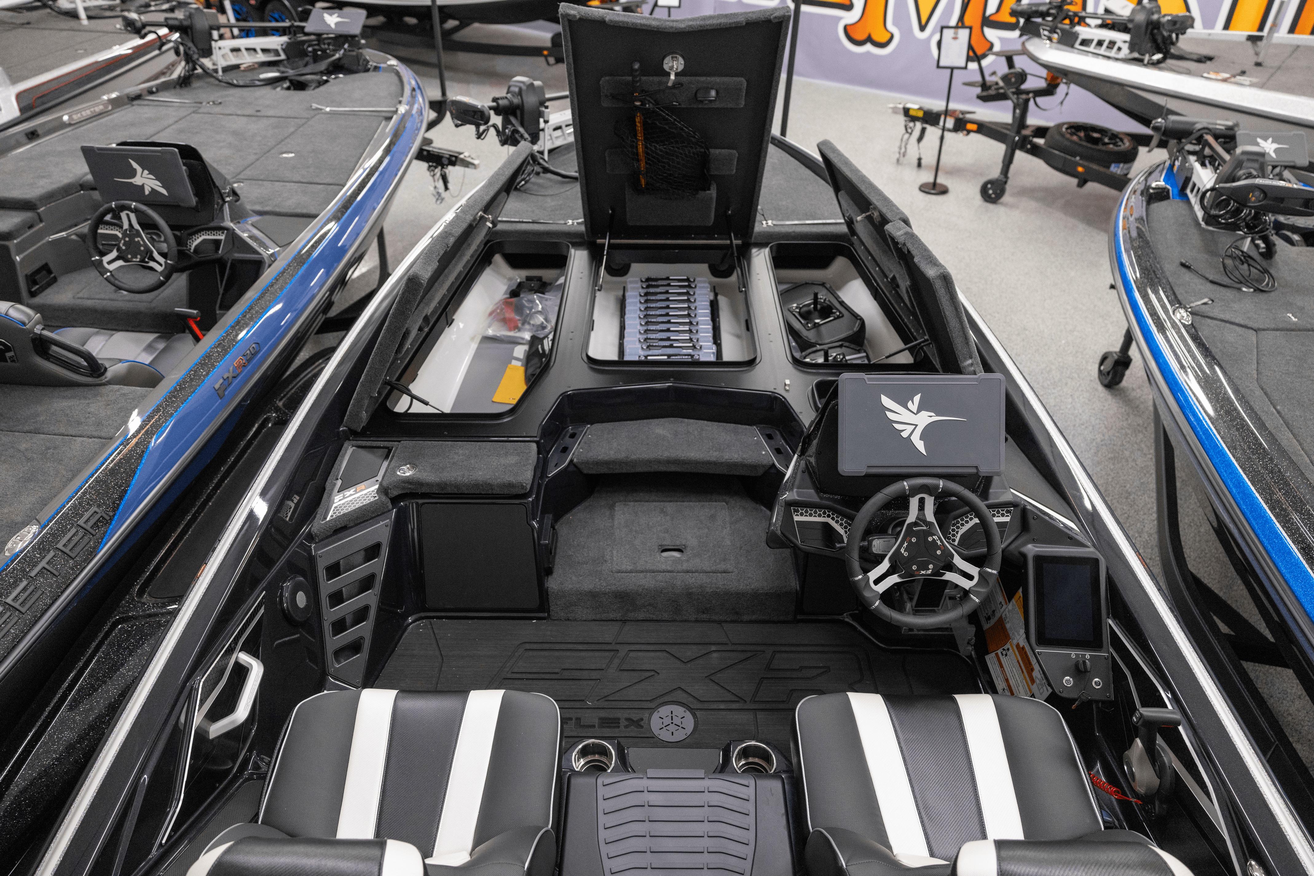 2026 Skeeter FXR21 FLEX boat interior with advanced dashboard and seating.