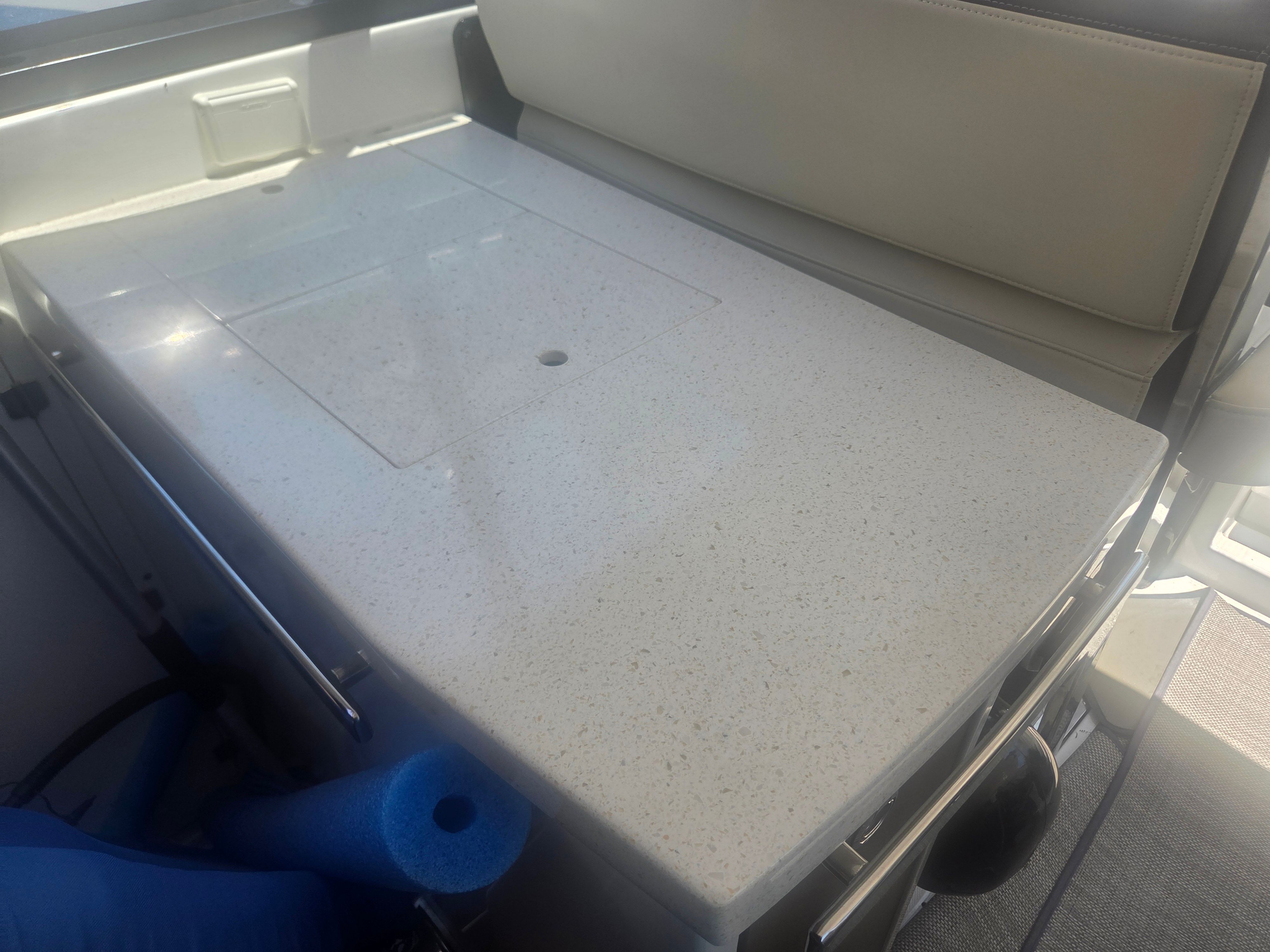 Interior of a 2019 Monterey 360SC with table and seating.