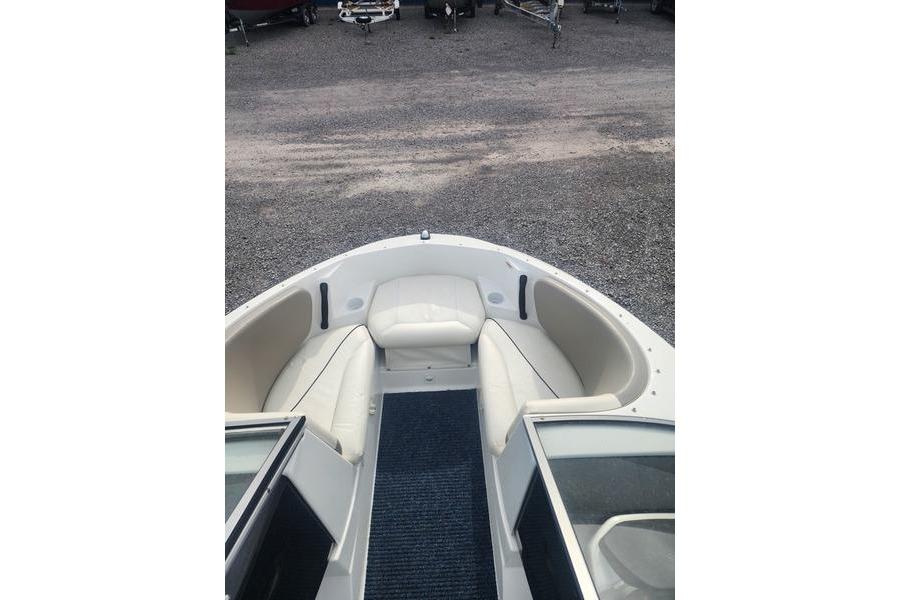 2012 Sea-Doo Sport Boats 180 Challenger bow seating area with white upholstery.