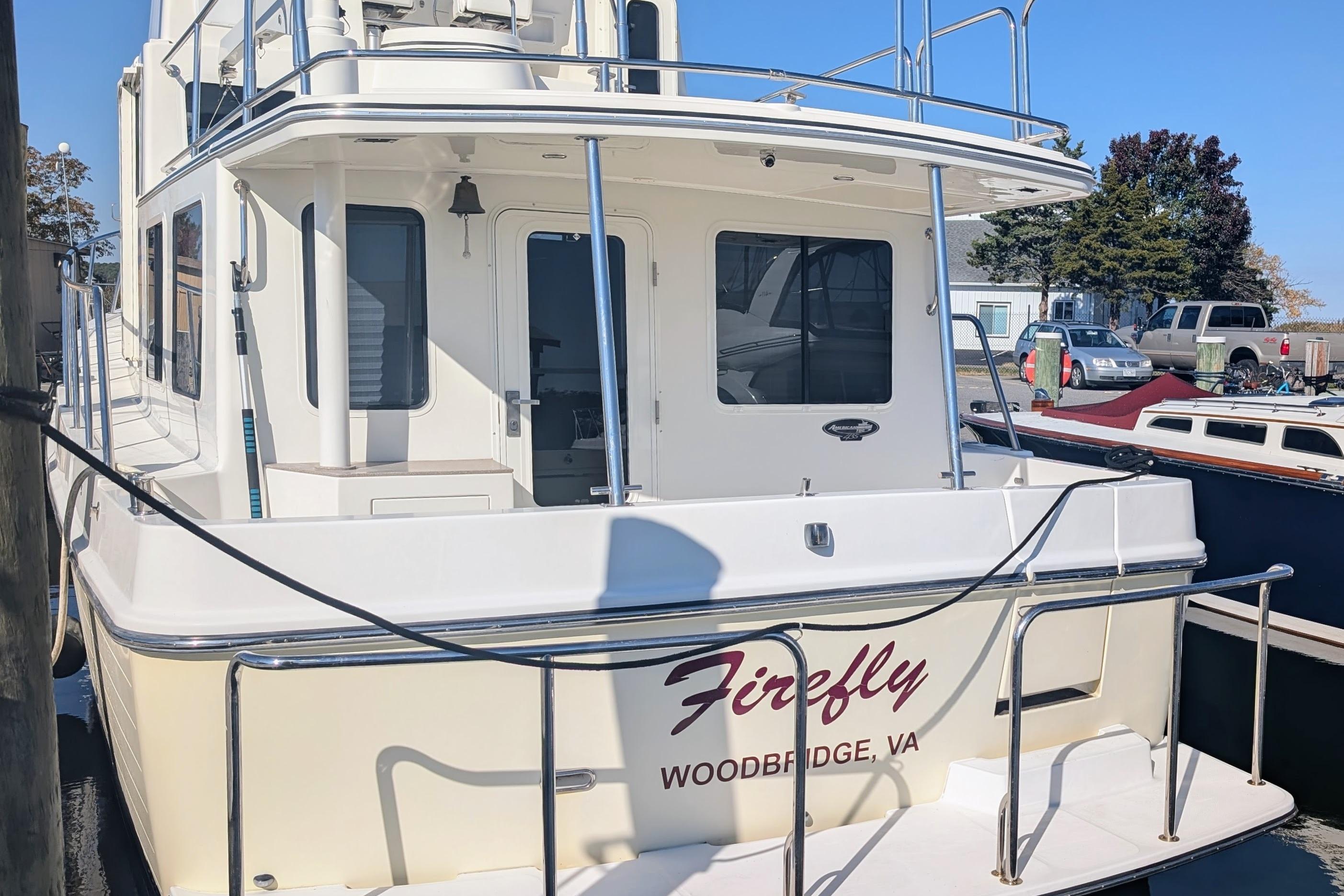 2015 American Tug 435 boat named "Firefly" docked in Woodbridge, VA.