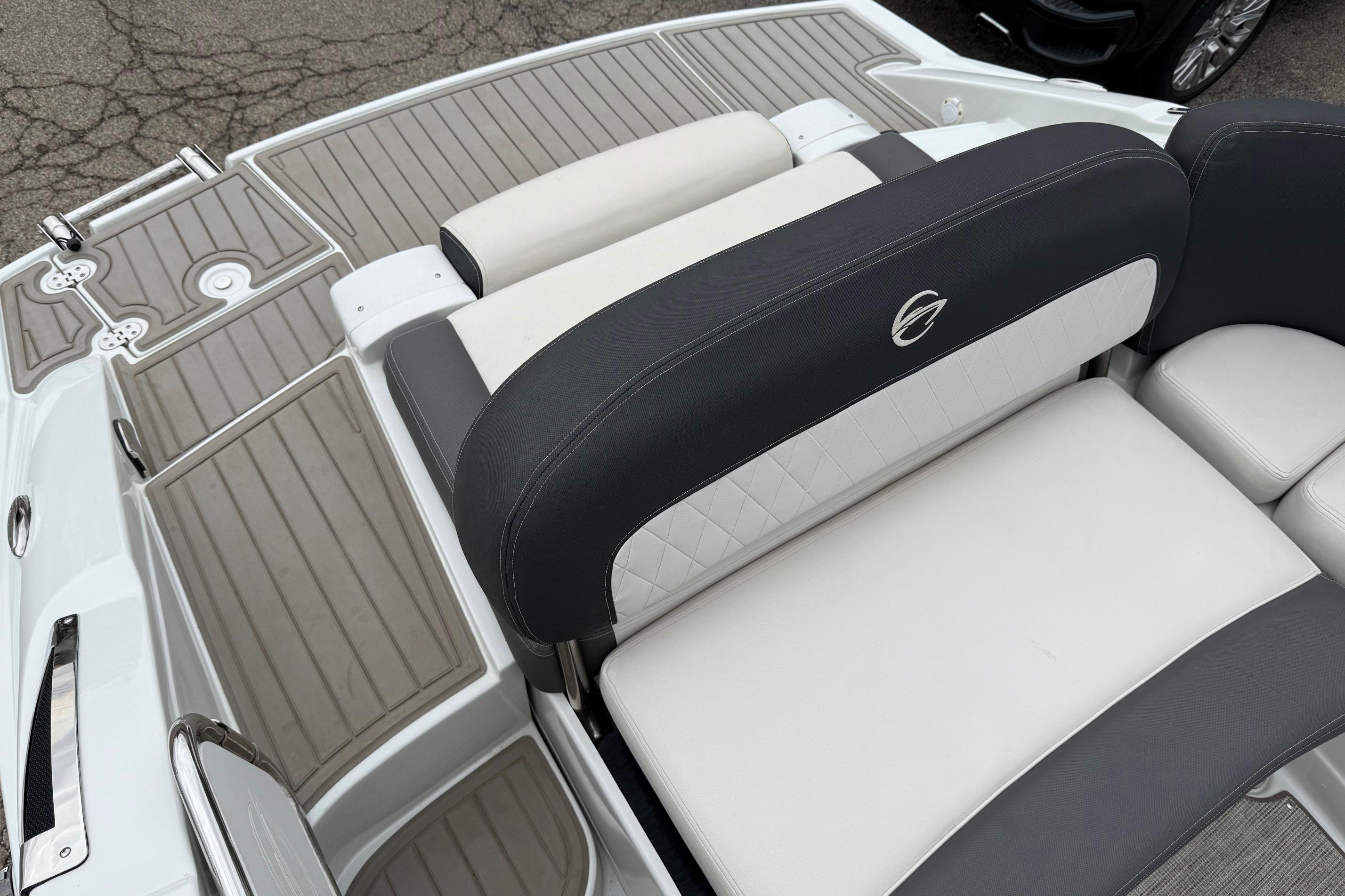 2022 Crownline 255 SS boat interior with stylish seating and deck design.