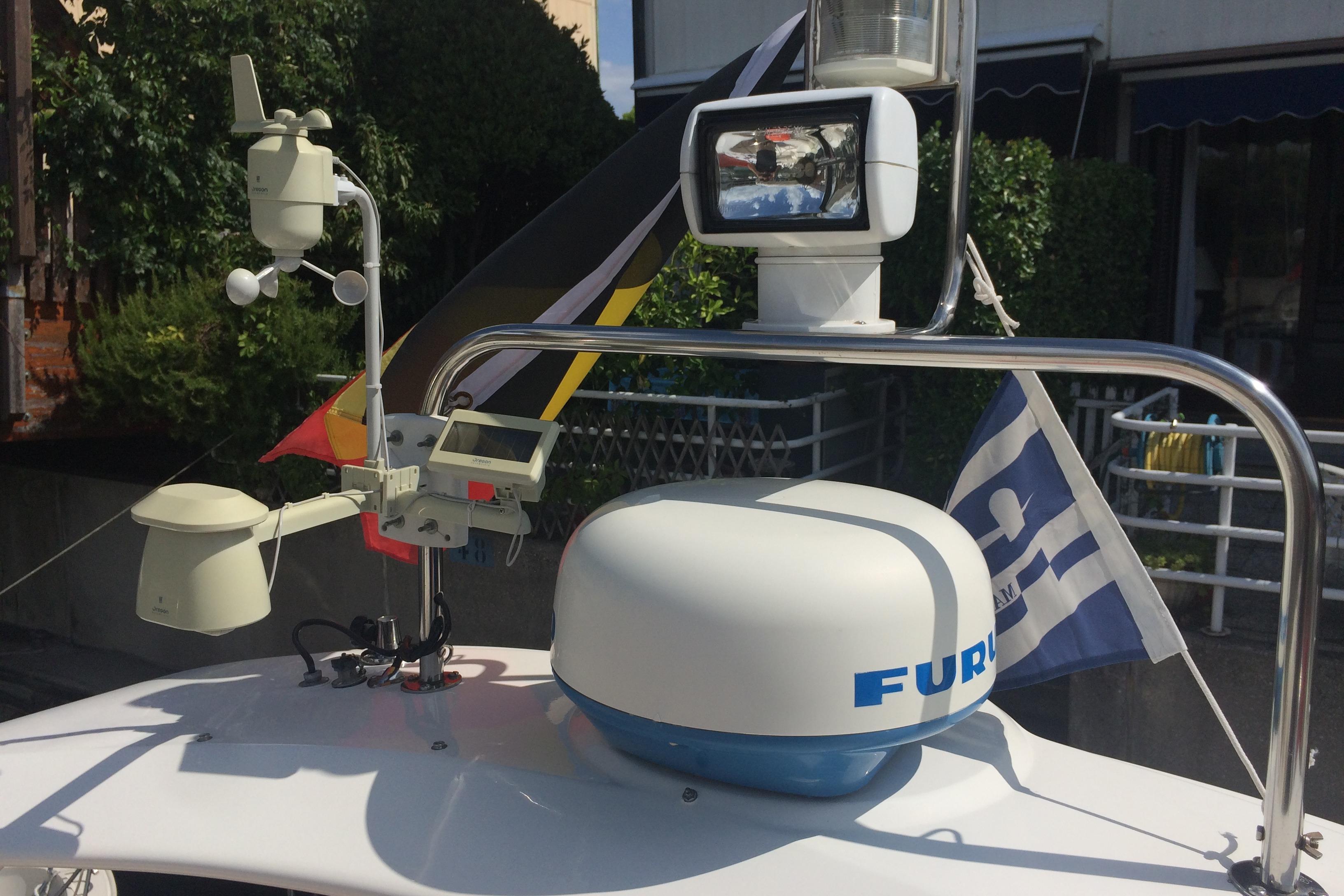 Radar and navigation equipment on a 1994 Fairline Phantom 37 yacht.