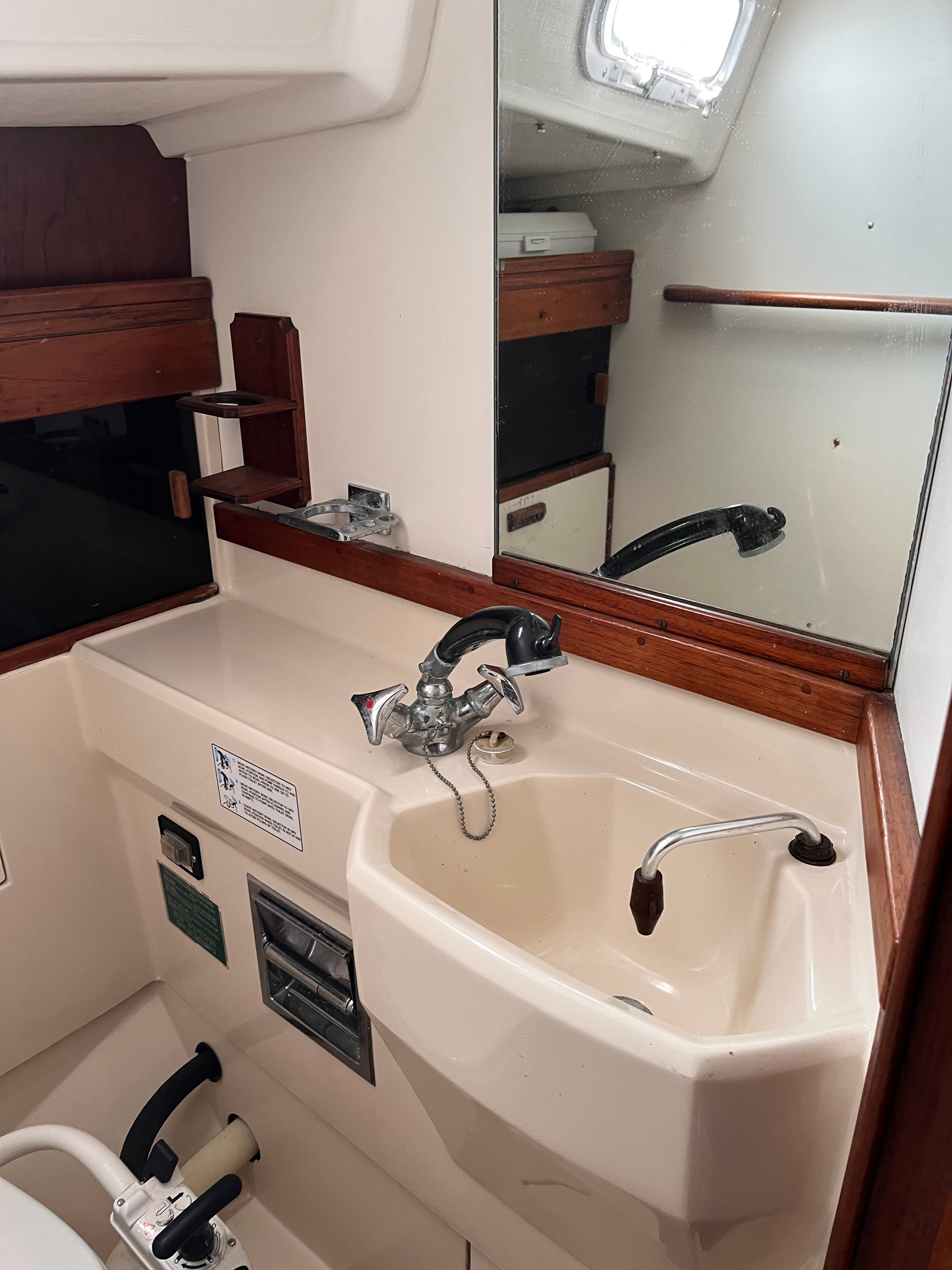 Interior of a 1989 Sabre 30 III yacht with sink.
